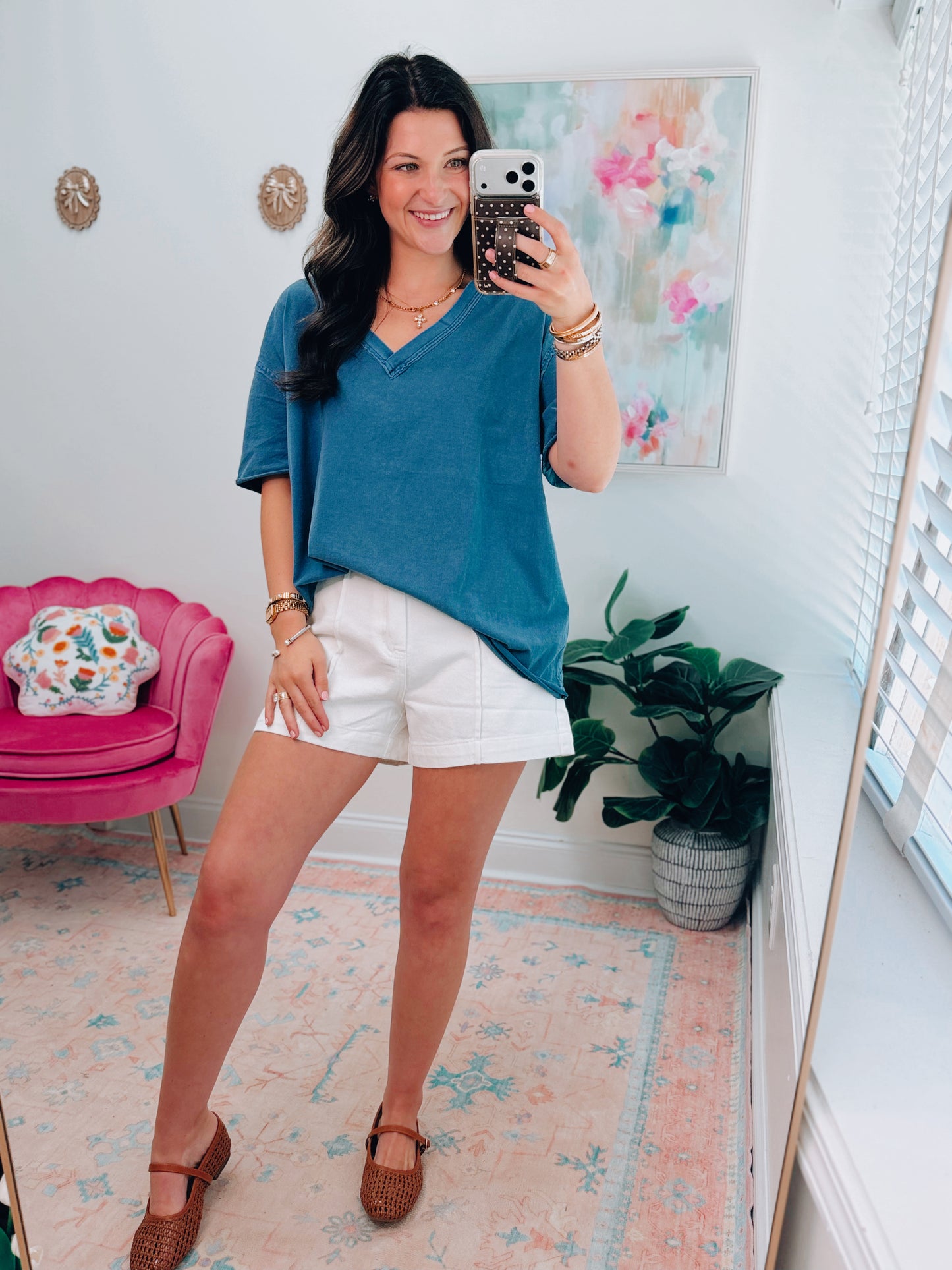 River Relaxed Raw Hem Tee - Vintage Blue