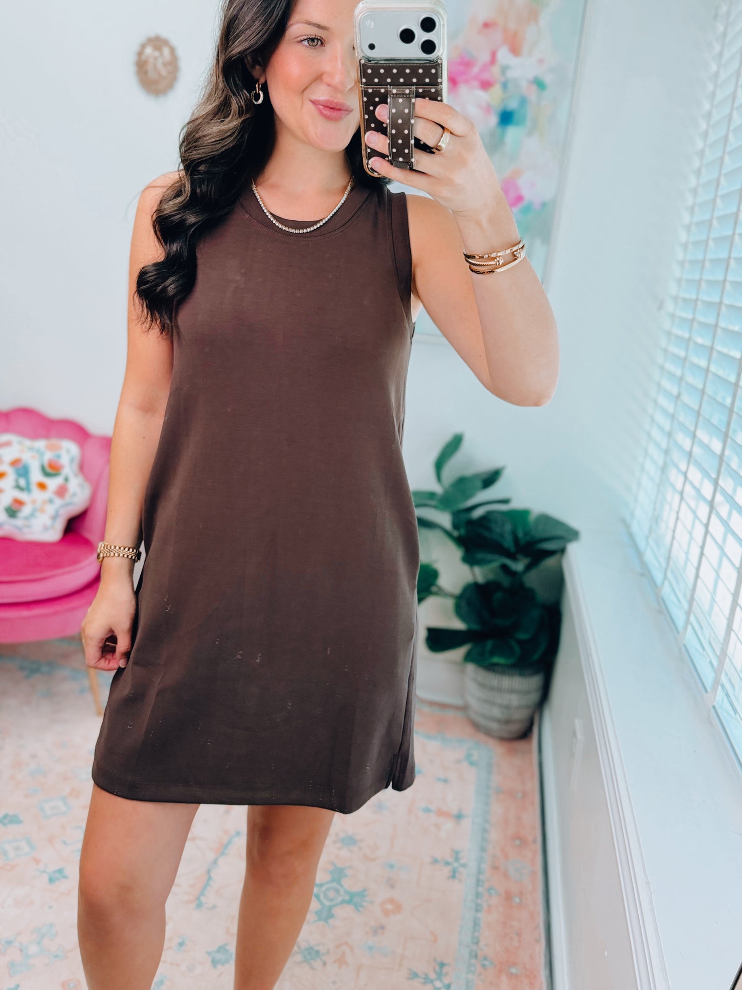 Coffee Scuba Casual Mini Dress