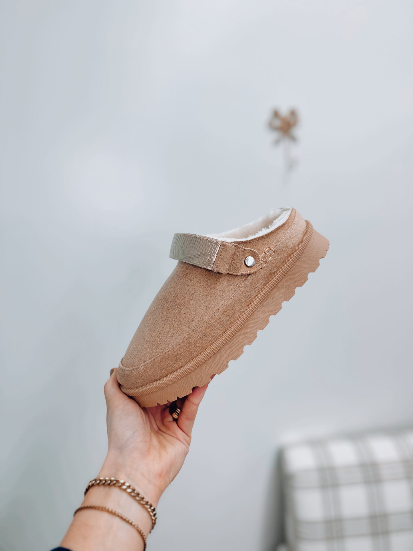 Golden Suede Slipper Clogs