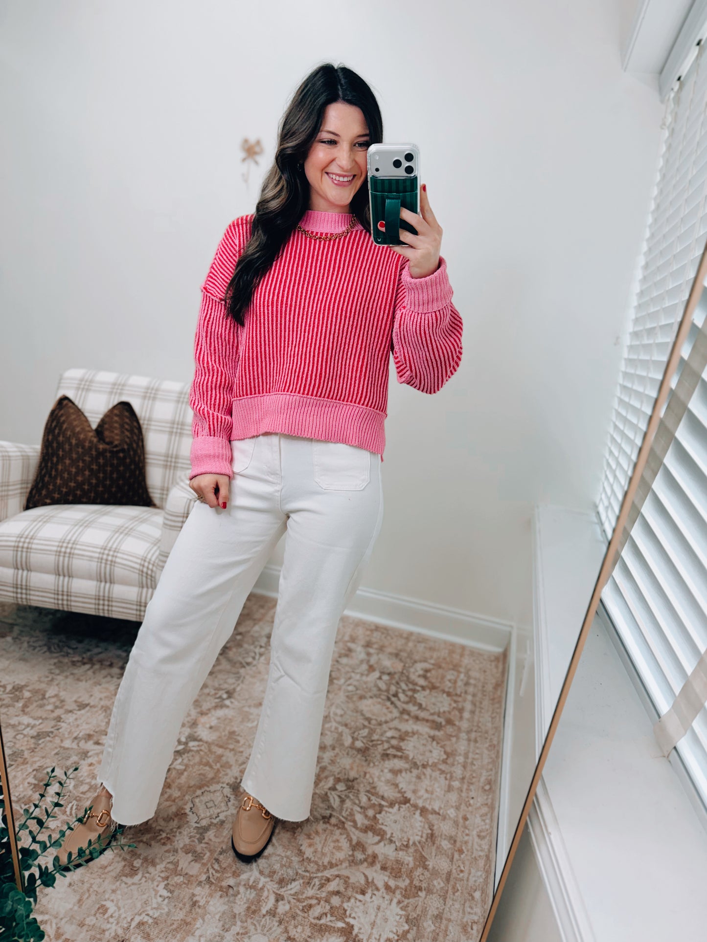 Hayes Two Tone Pink Sweater