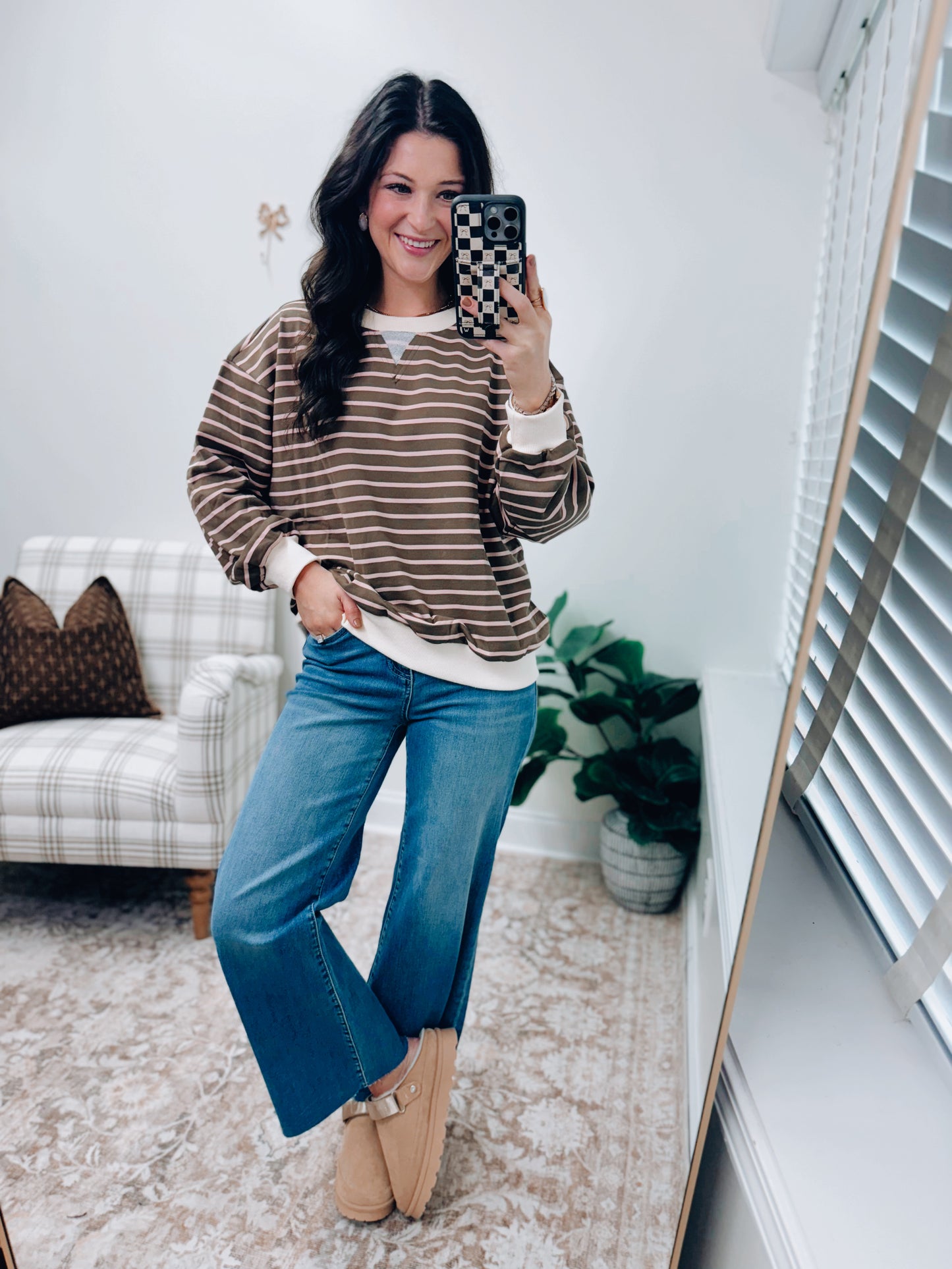 Mocha Stripe Crewneck