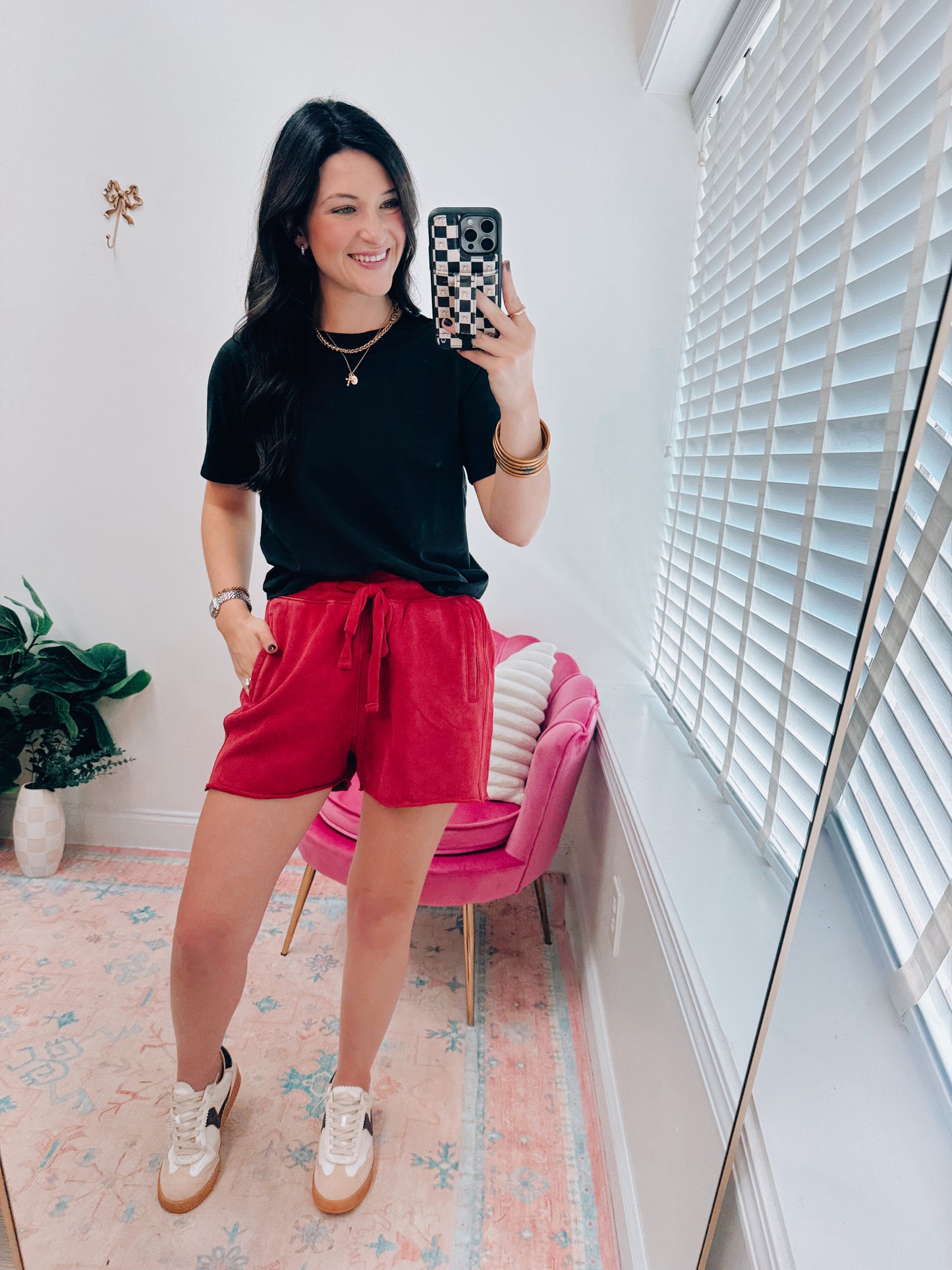 Mineral Wash Luxe Shorts - Garnet