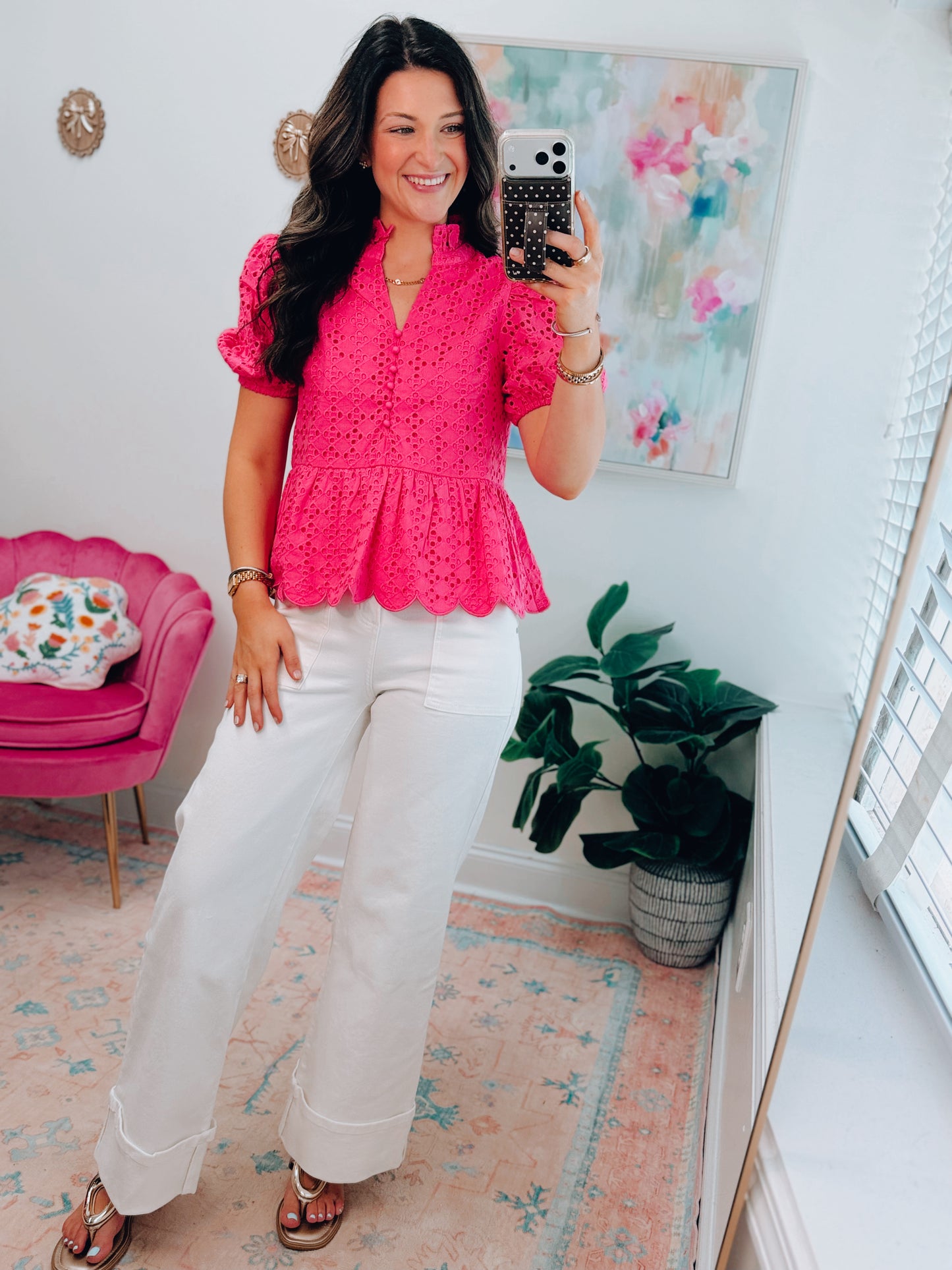 Simply Grace Eyelet Top - Pink