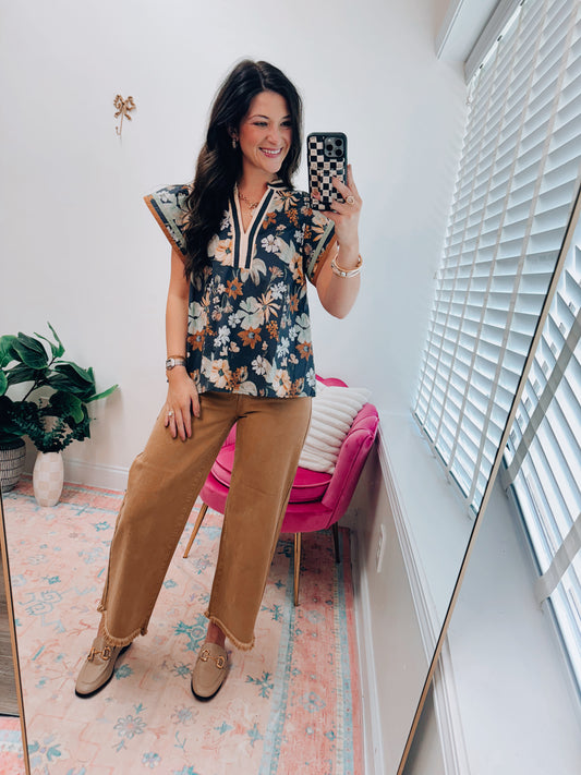 Falling Florals Ruffle Top