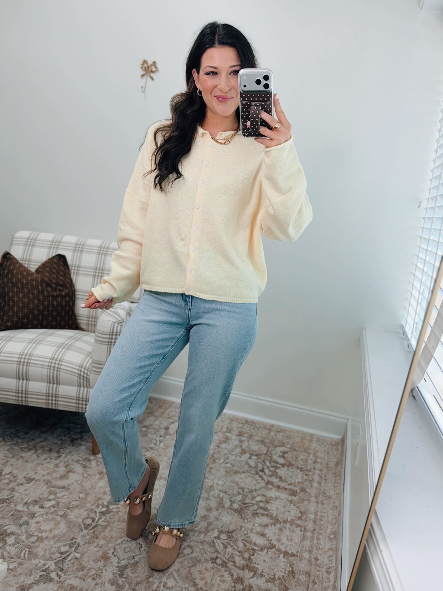 Willow Button Cardigan Top - Yellow