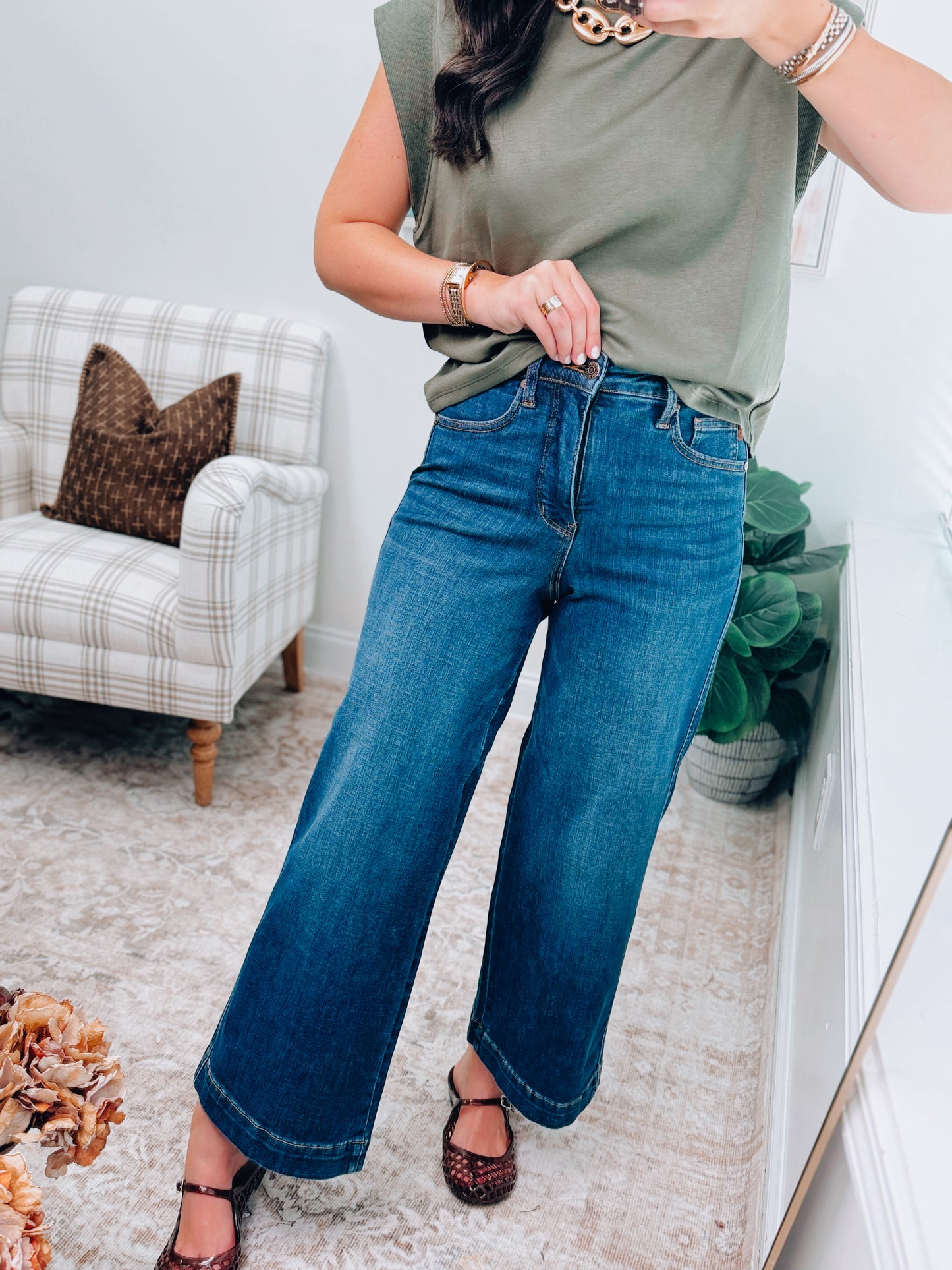 Deep Indigo Cropped Wide Leg Denim | Judy Blue