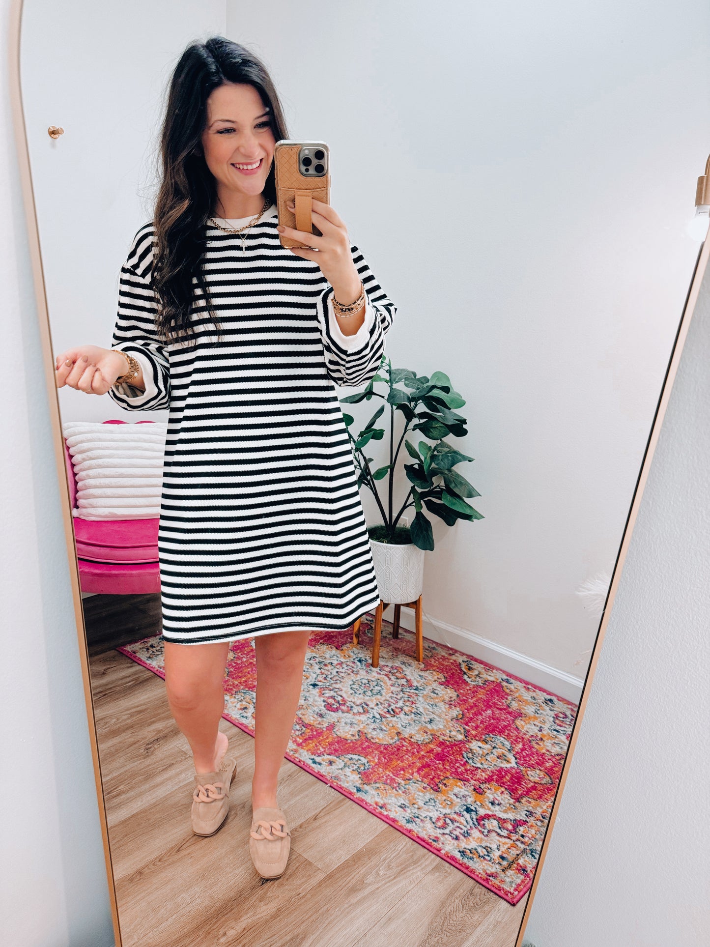 Stacy Striped Mini Dress - Black