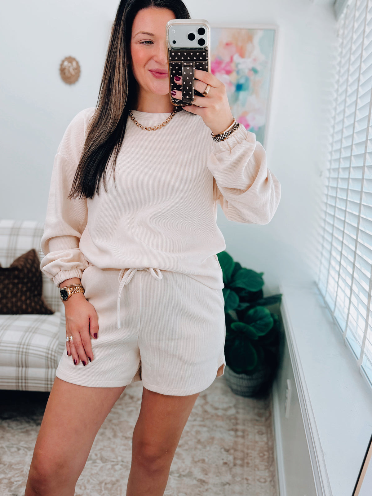 Kennedy Textured Cream Shorts Set