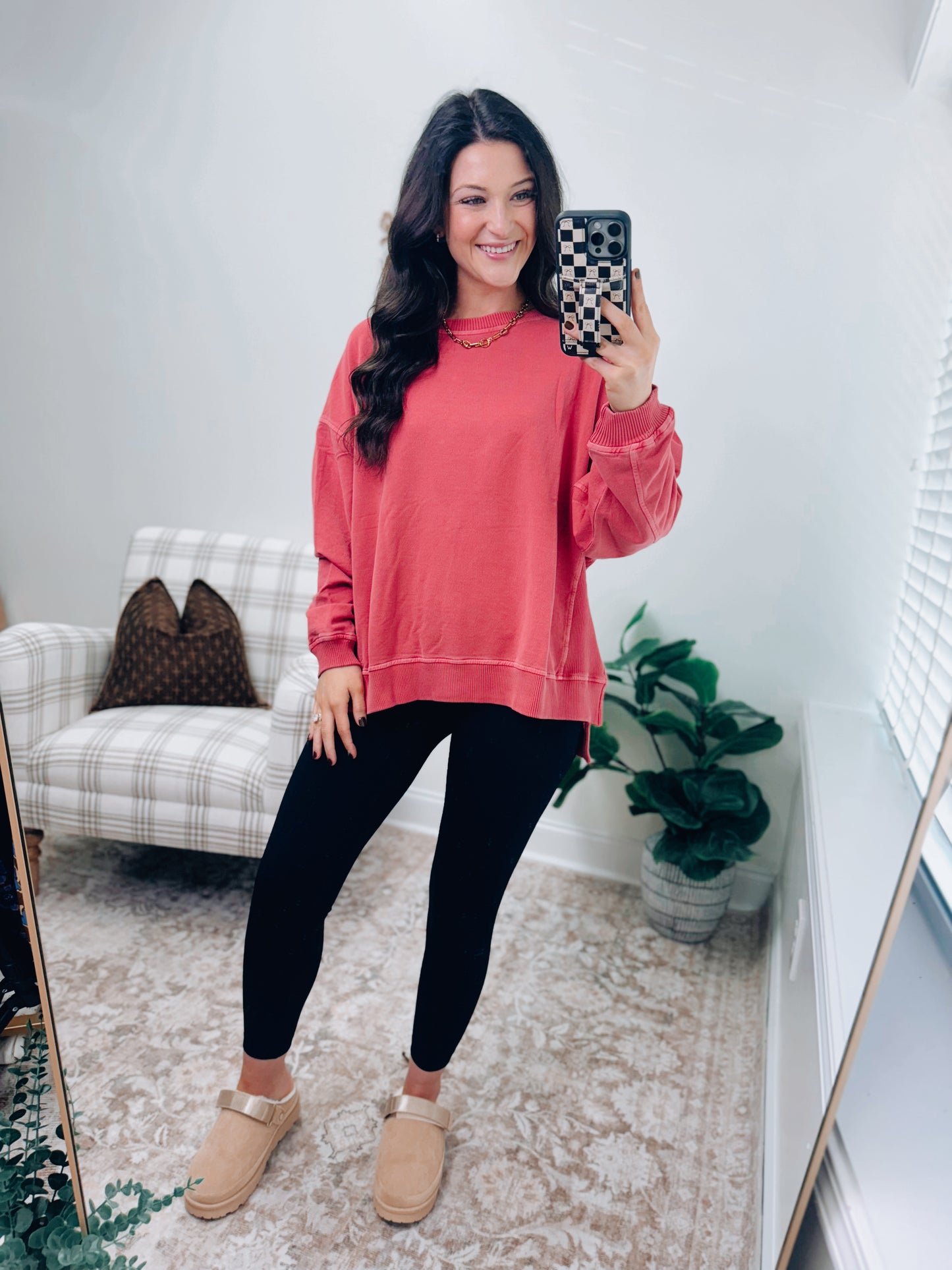 DOORBUSTER Washed Light-Weight Crewneck - Ruby