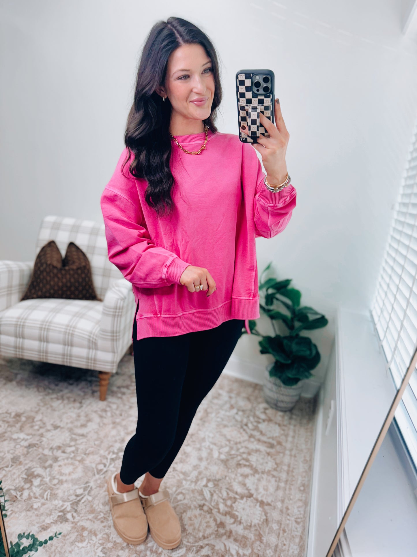 CURVY | DOORBUSTER Washed Light-Weight Crewneck - Pink