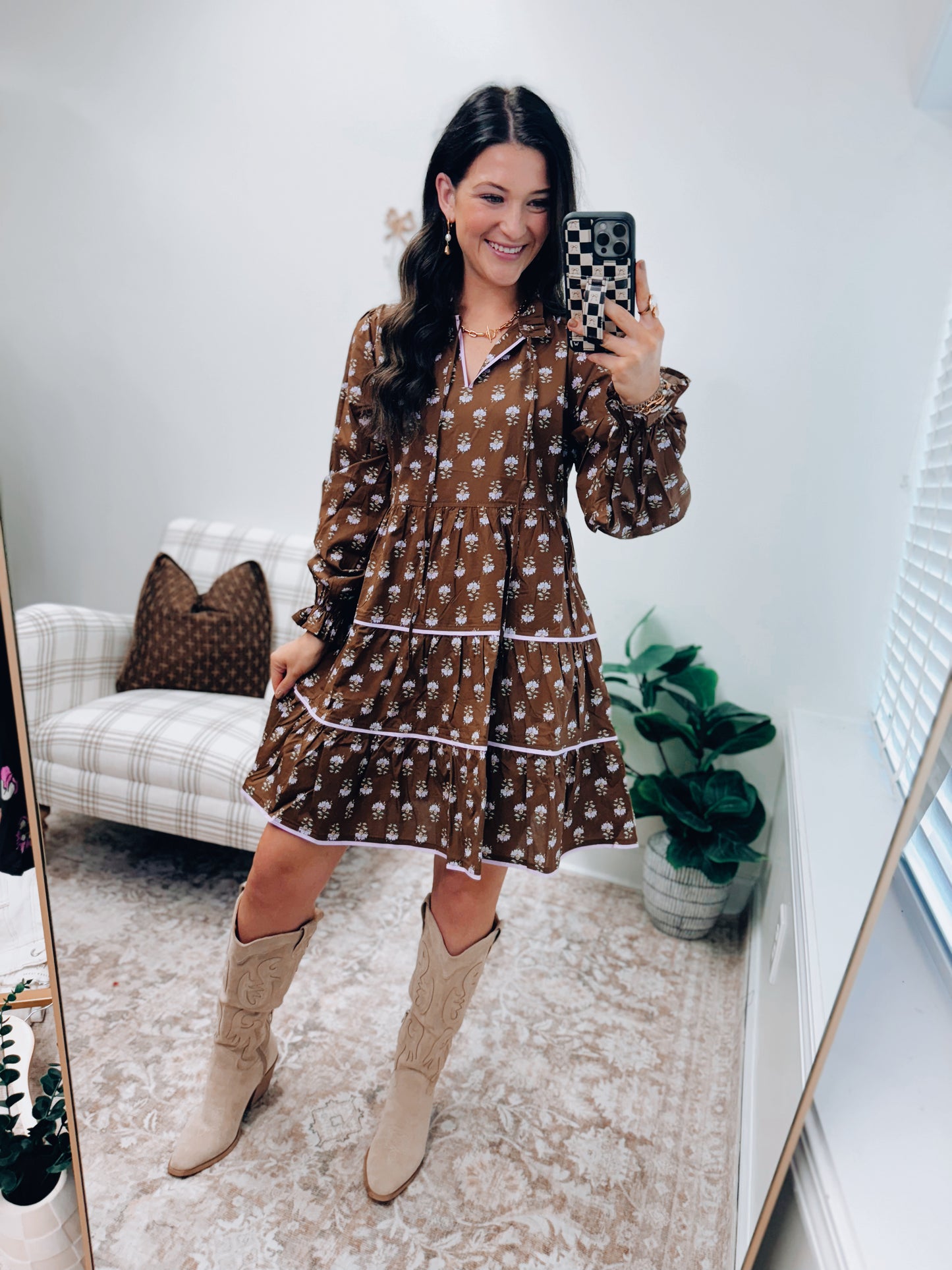 Lavender Floral Tiered Mini Dress