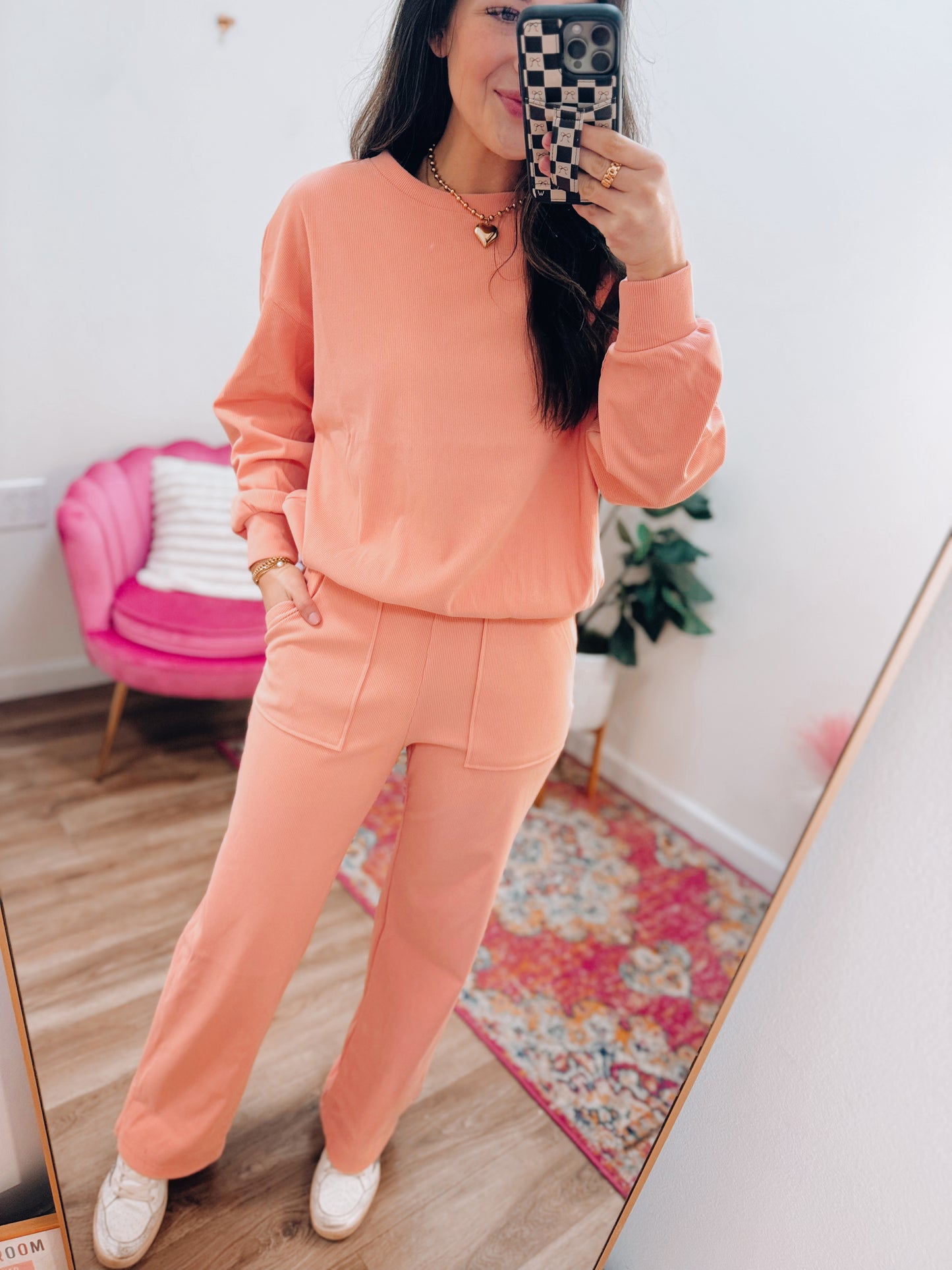 Brooke Ribbed Peach Set