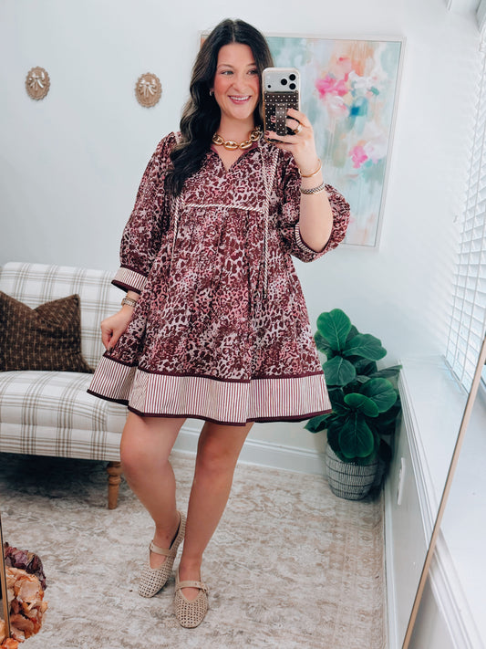 Marigold Burgundy Mix Mini Dress