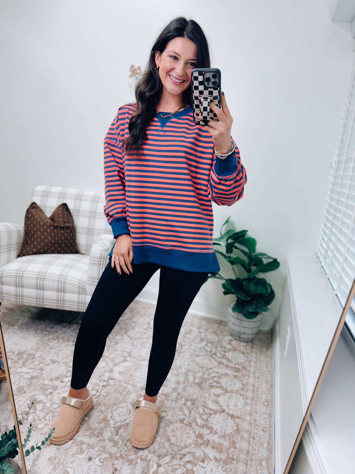 DOORBUSTER Comfy Casual Stripe Pullover - Coral