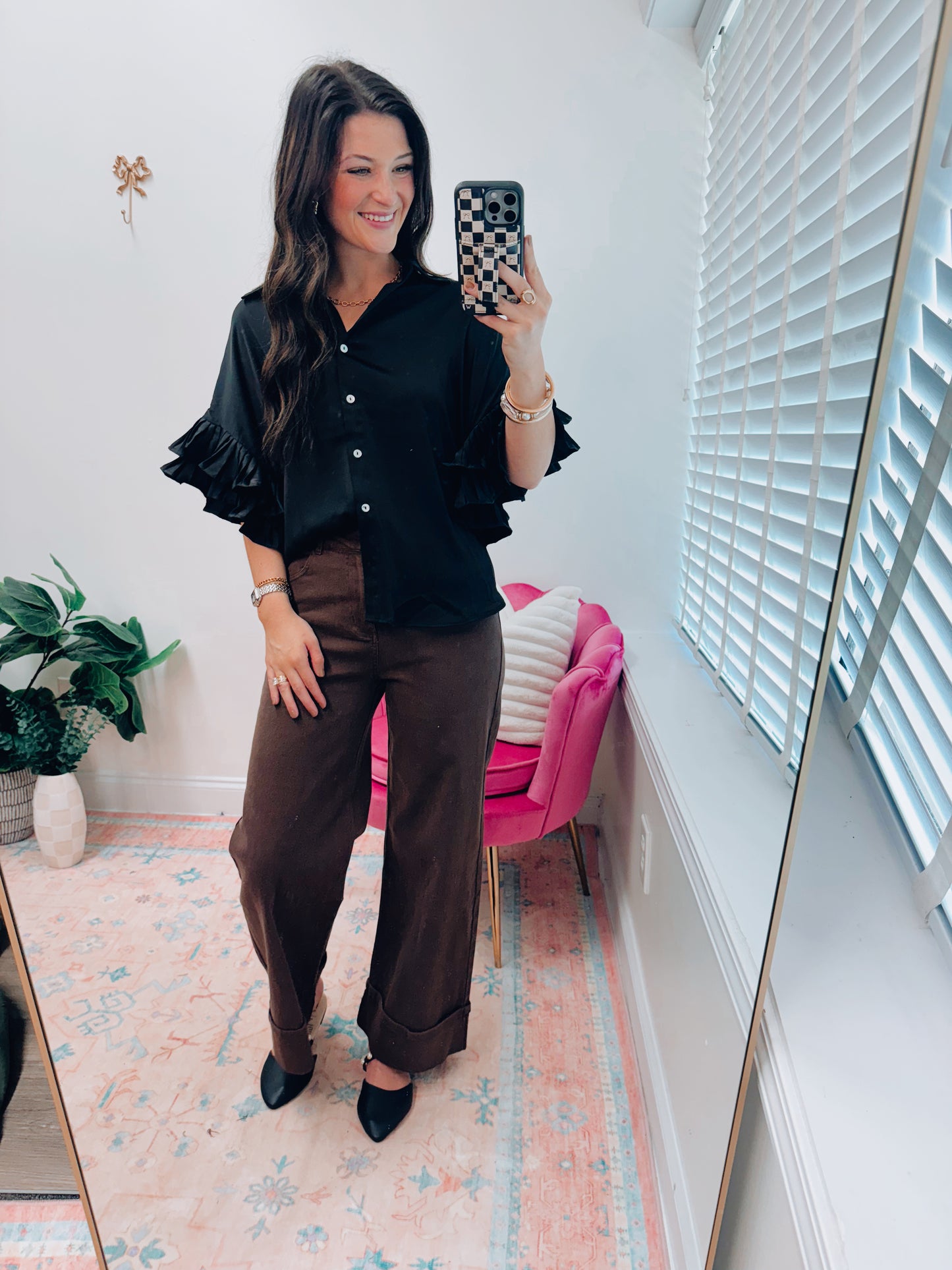 Chandler Pleated Flow Sleeve Satin Top