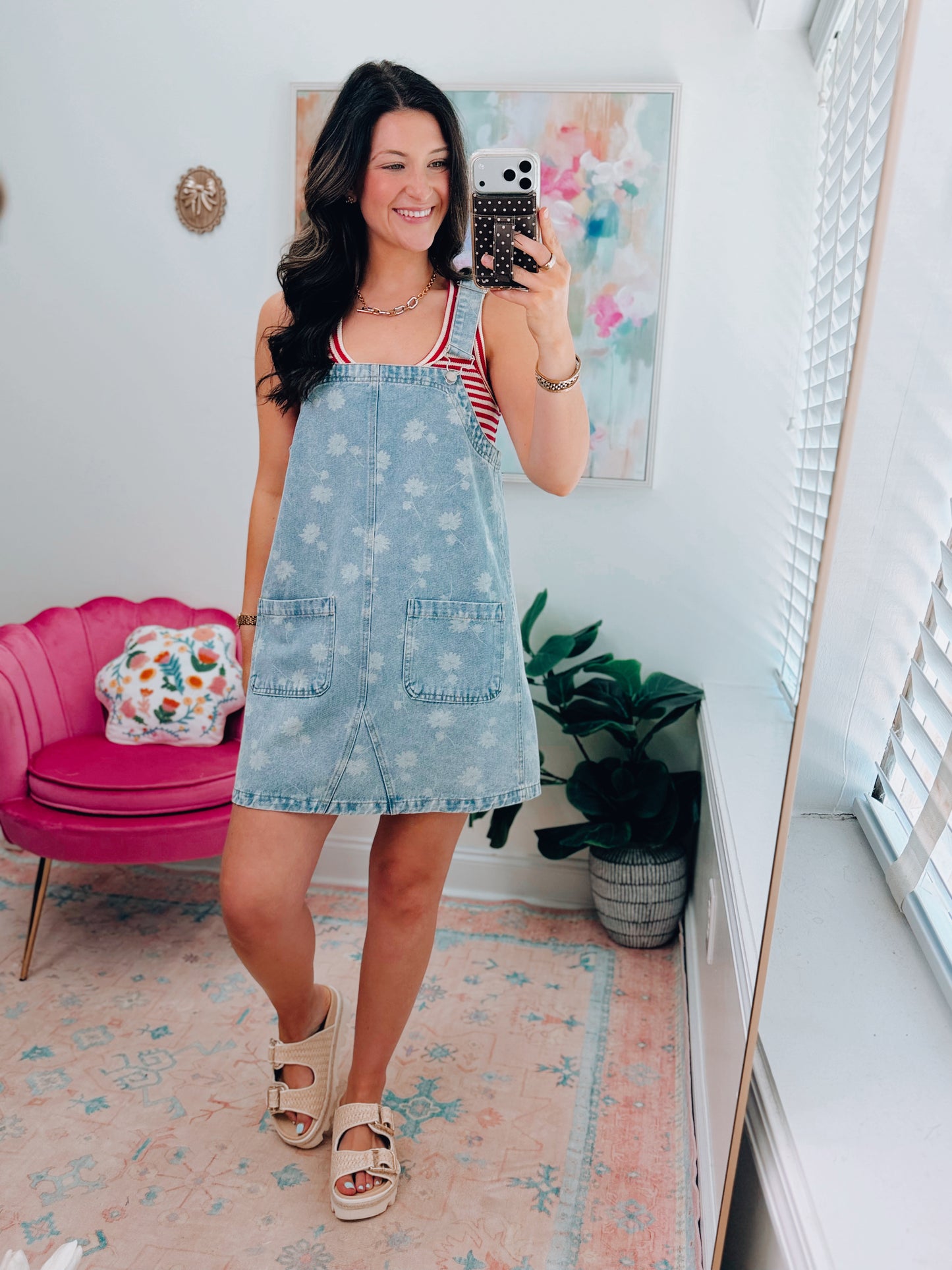 Dandelion Washed Denim Overall Mini Dress