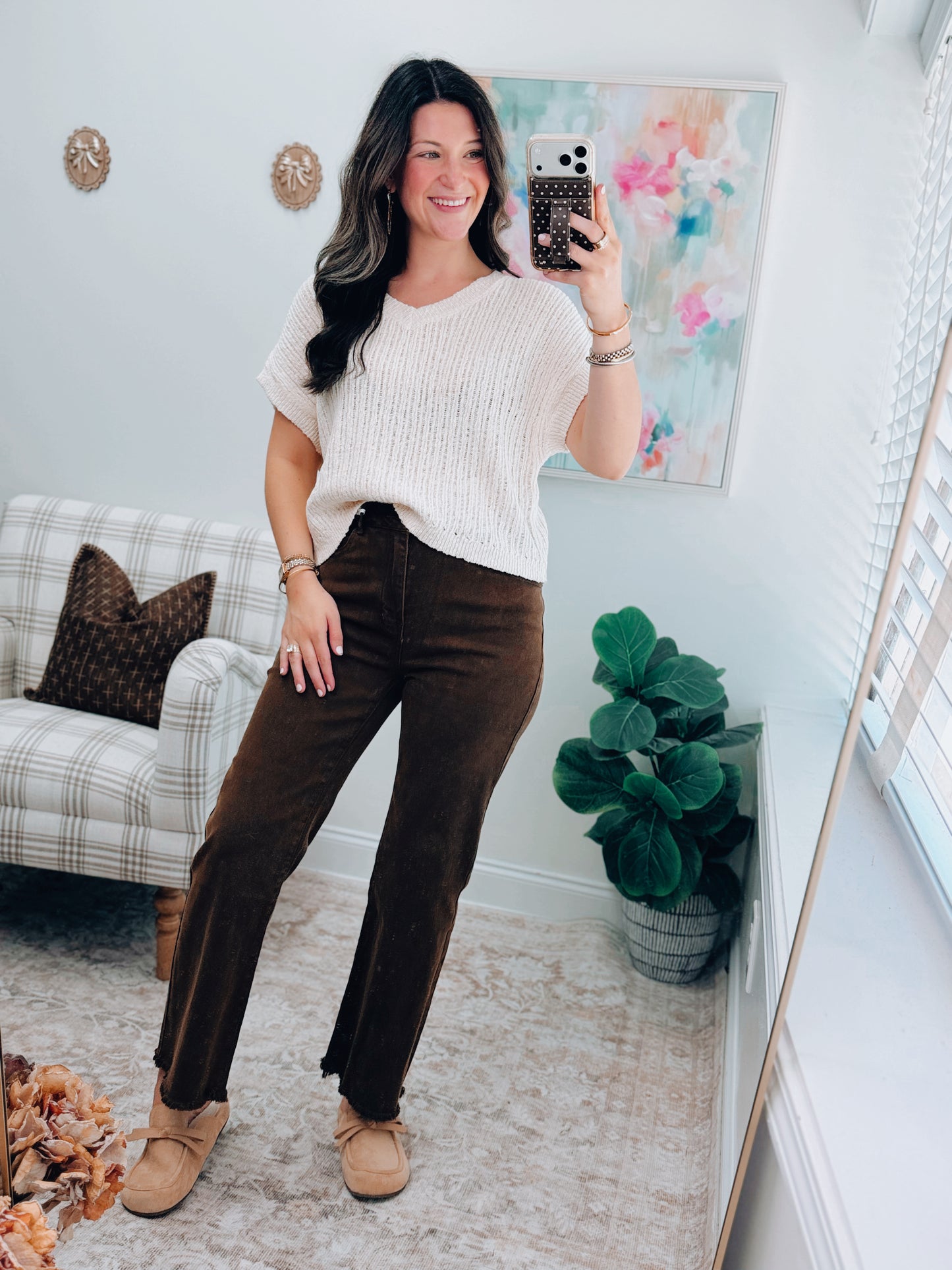 Maisie Espresso Washed Cropped Denim
