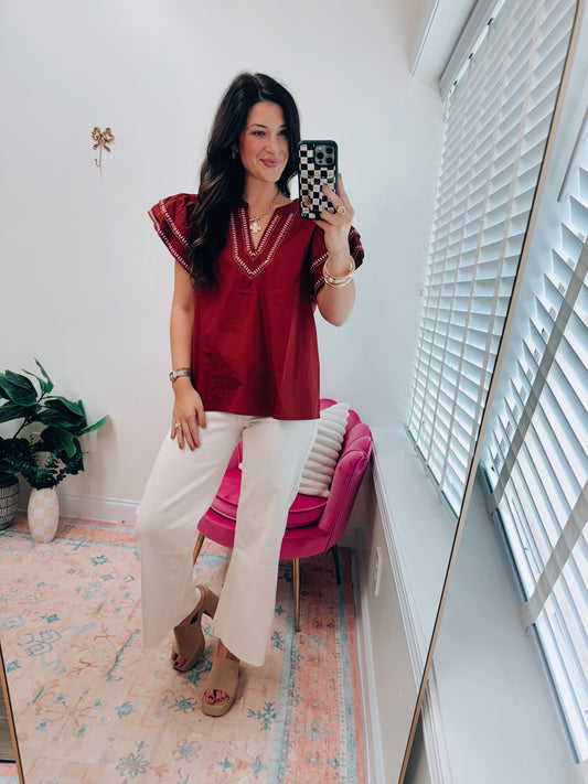 Rust Haven Ruffle Top