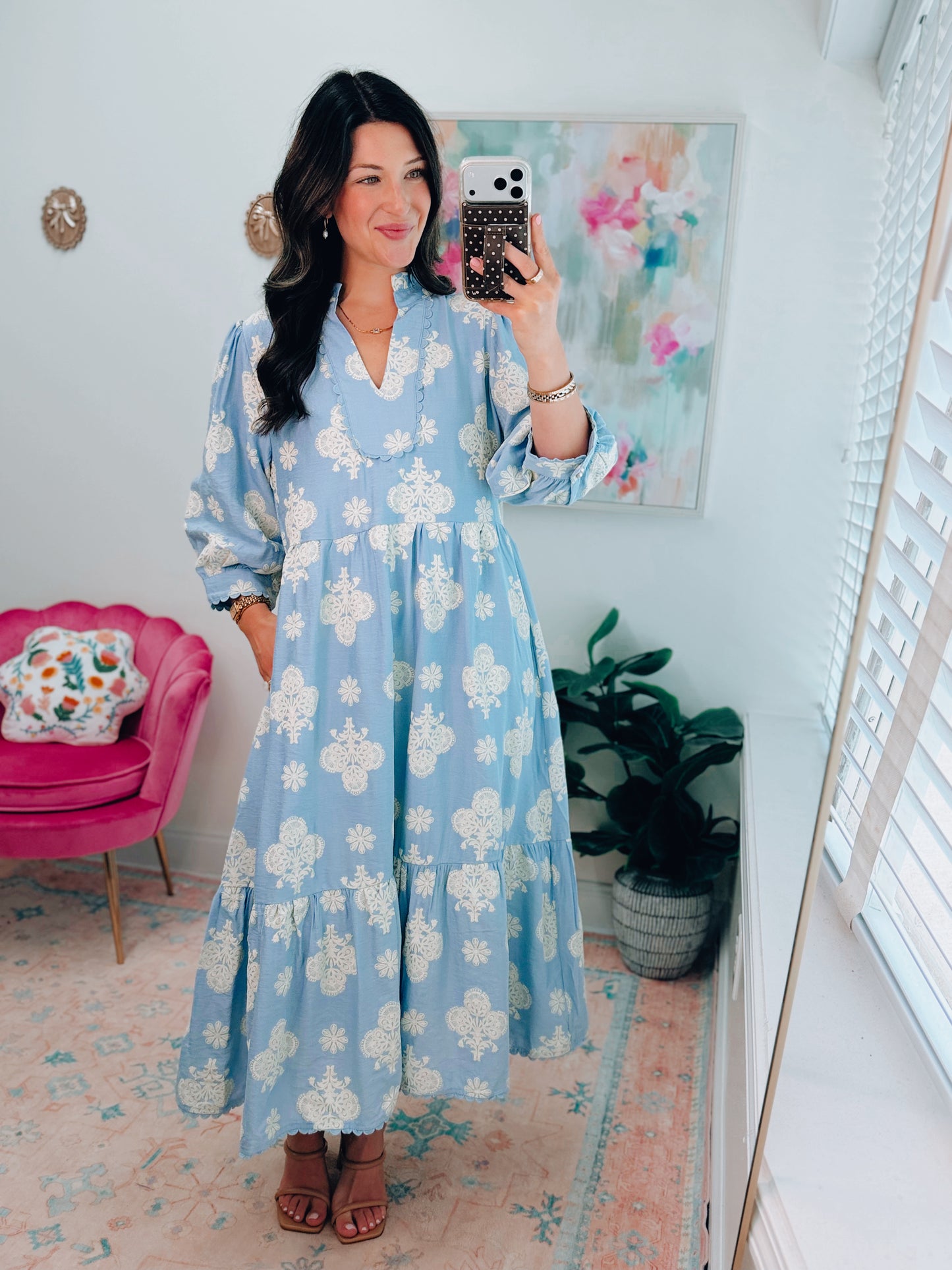 Bristol Blue Tiered Midi Dress