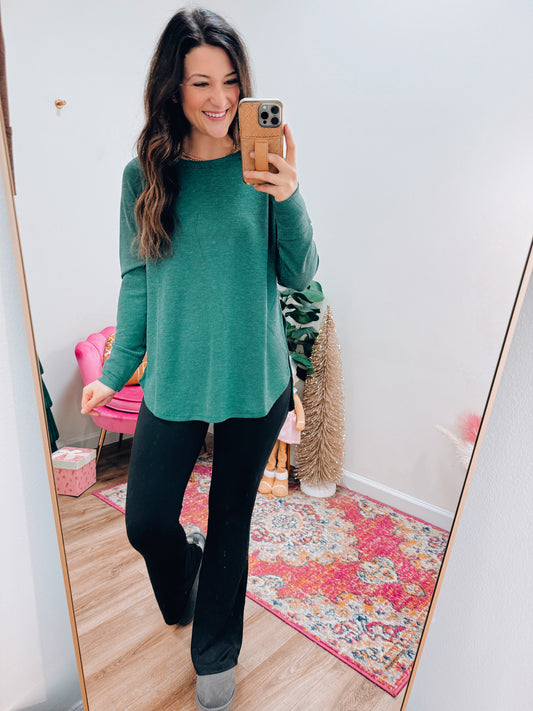 Thermal Knit Top - Dk Green