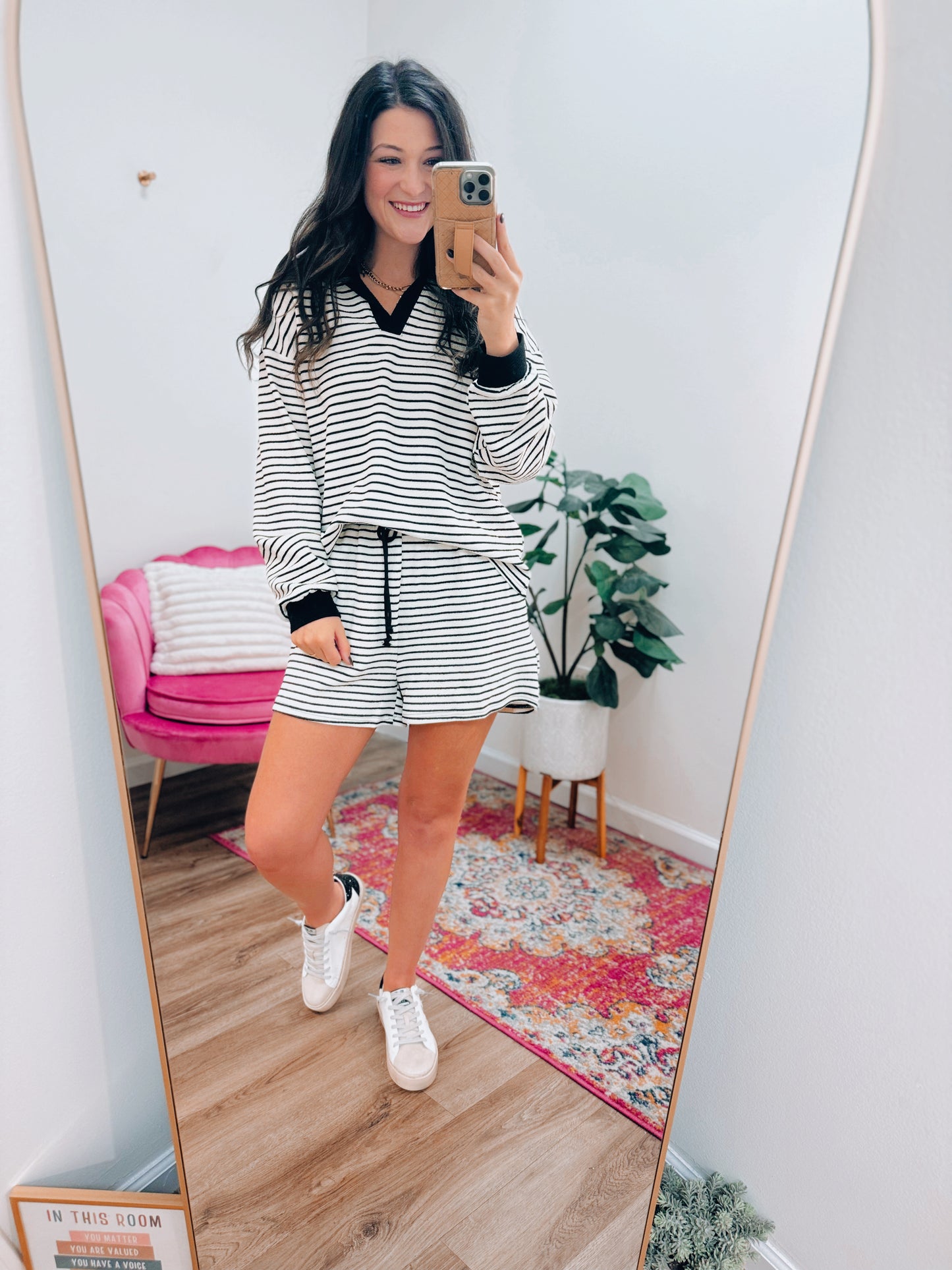 Billie Striped Textured Shorts Set