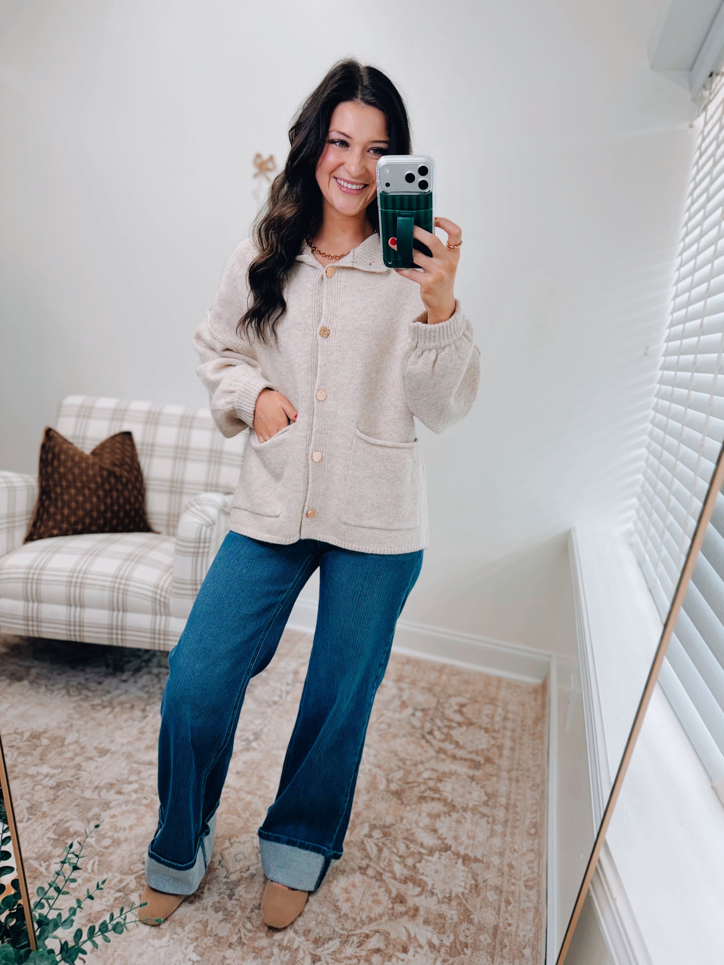 Oatmeal Cardigan Sweater Top