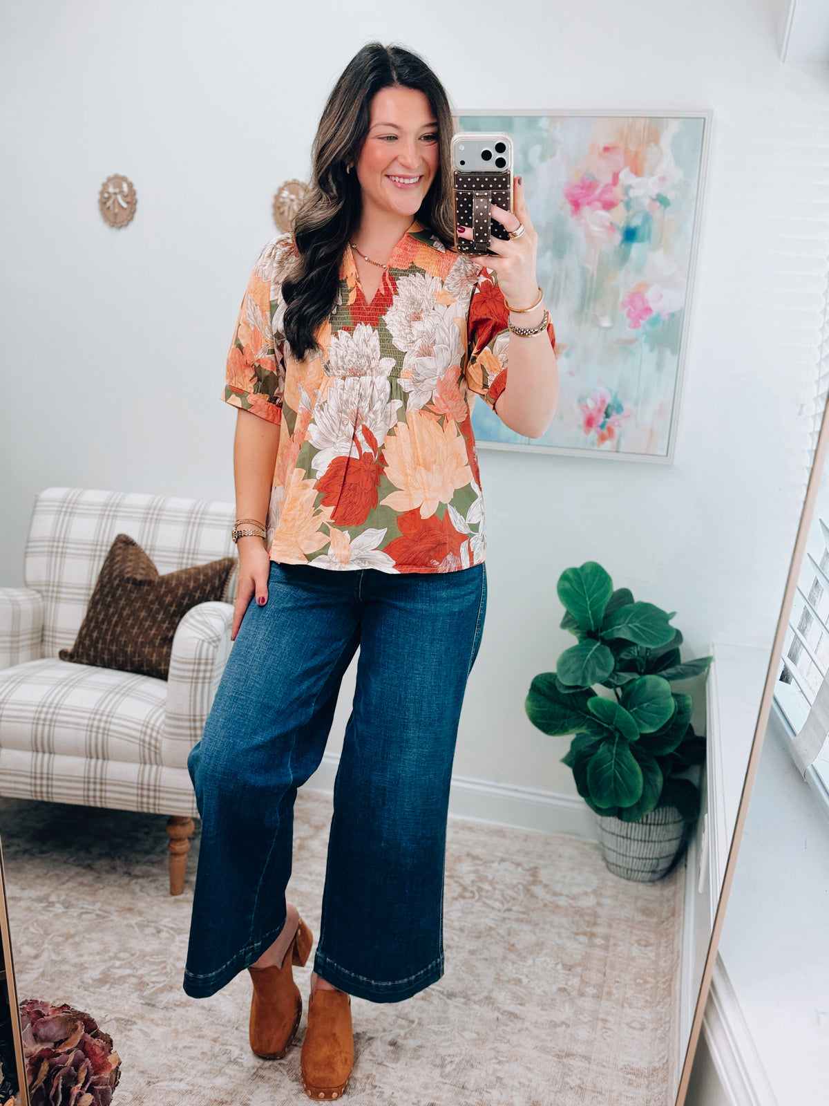 Sadie Fall Floral Smocked Top