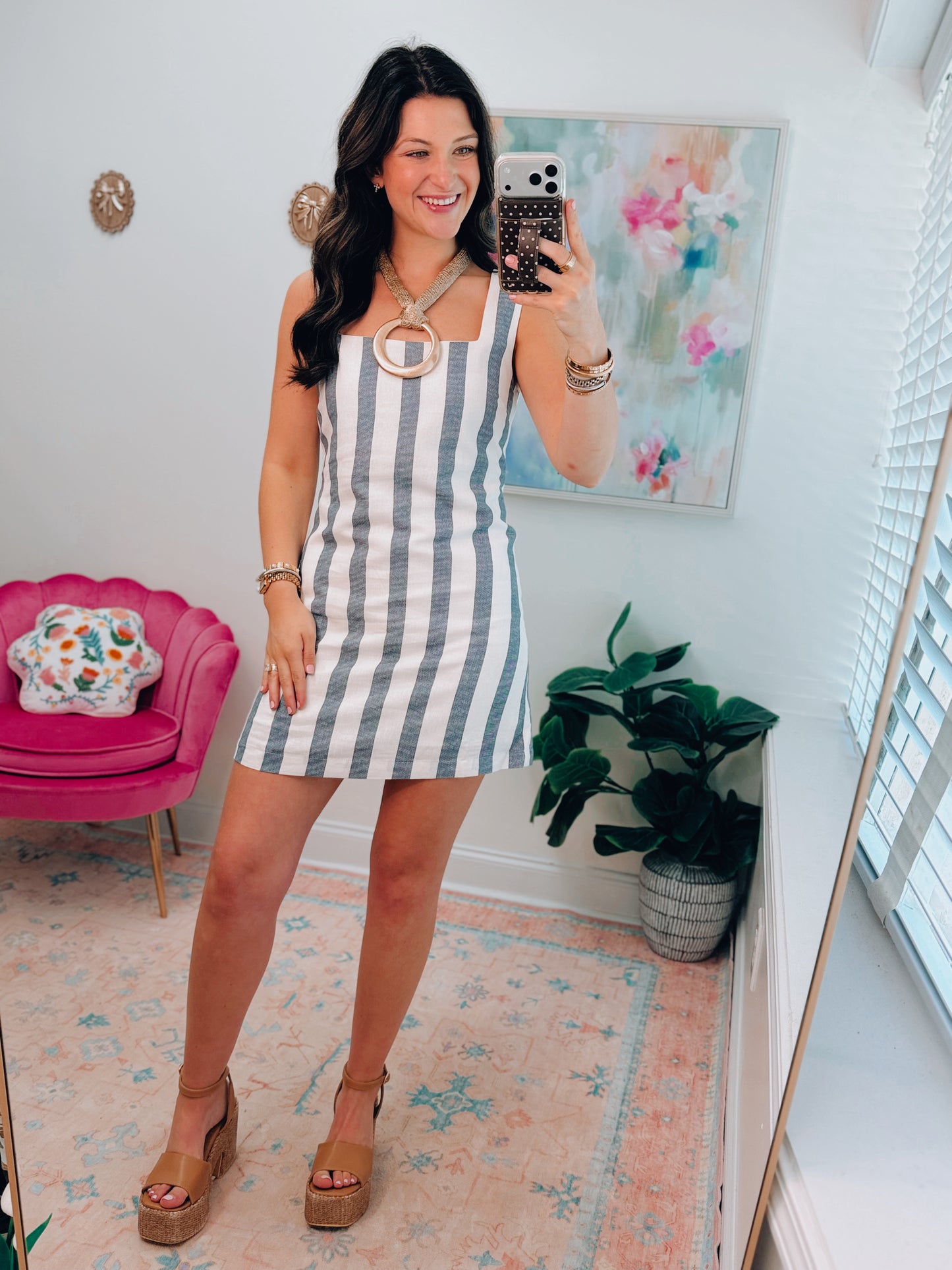 Coastal Linen Striped Mini Dress