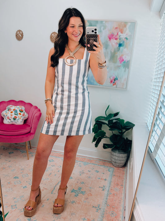 Coastal Linen Striped Mini Dress
