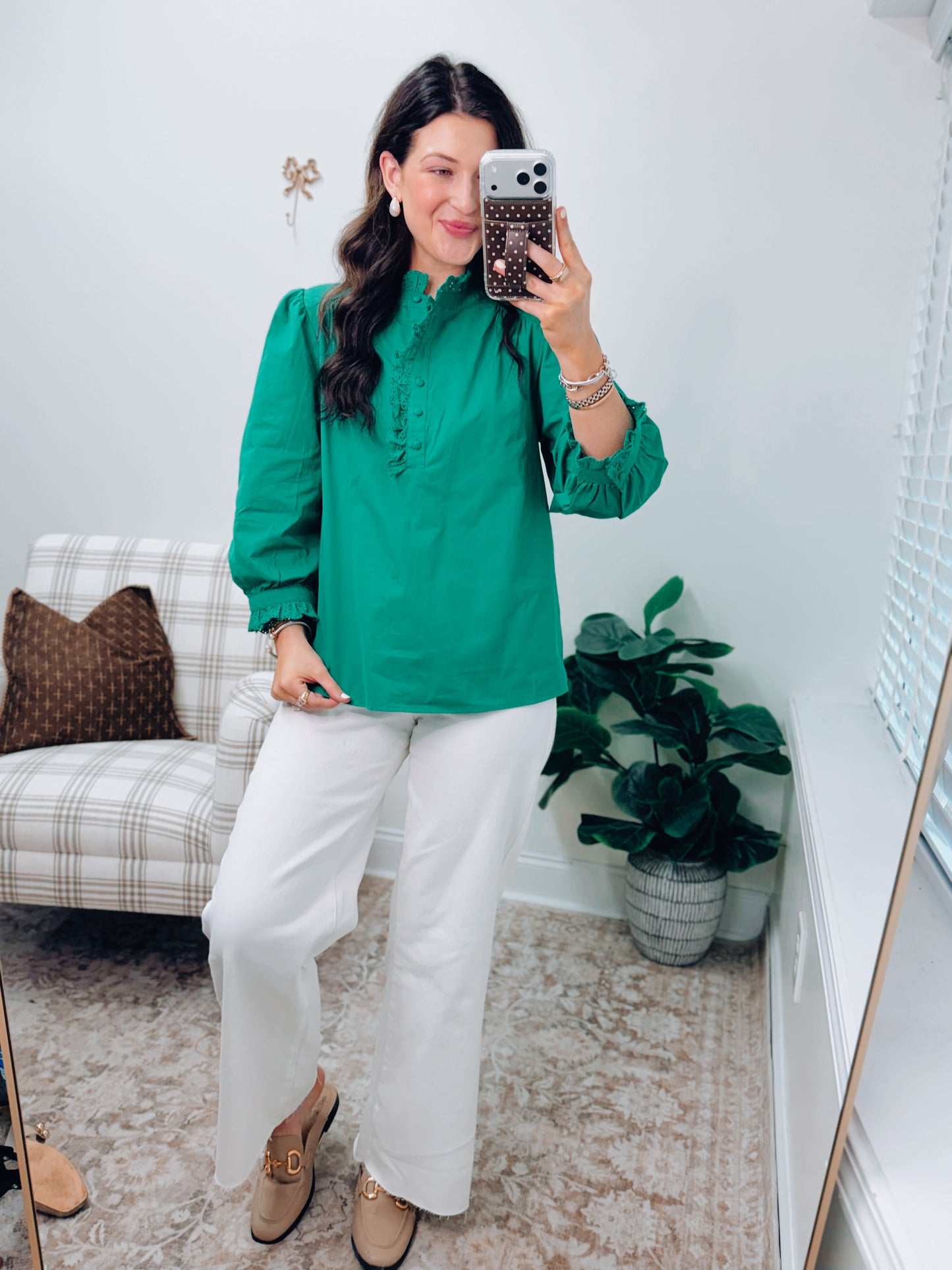 Sweet Lace Scallop Button Top