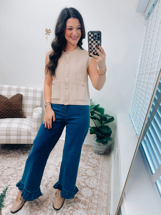 Sophia Gold Button Sweater Vest