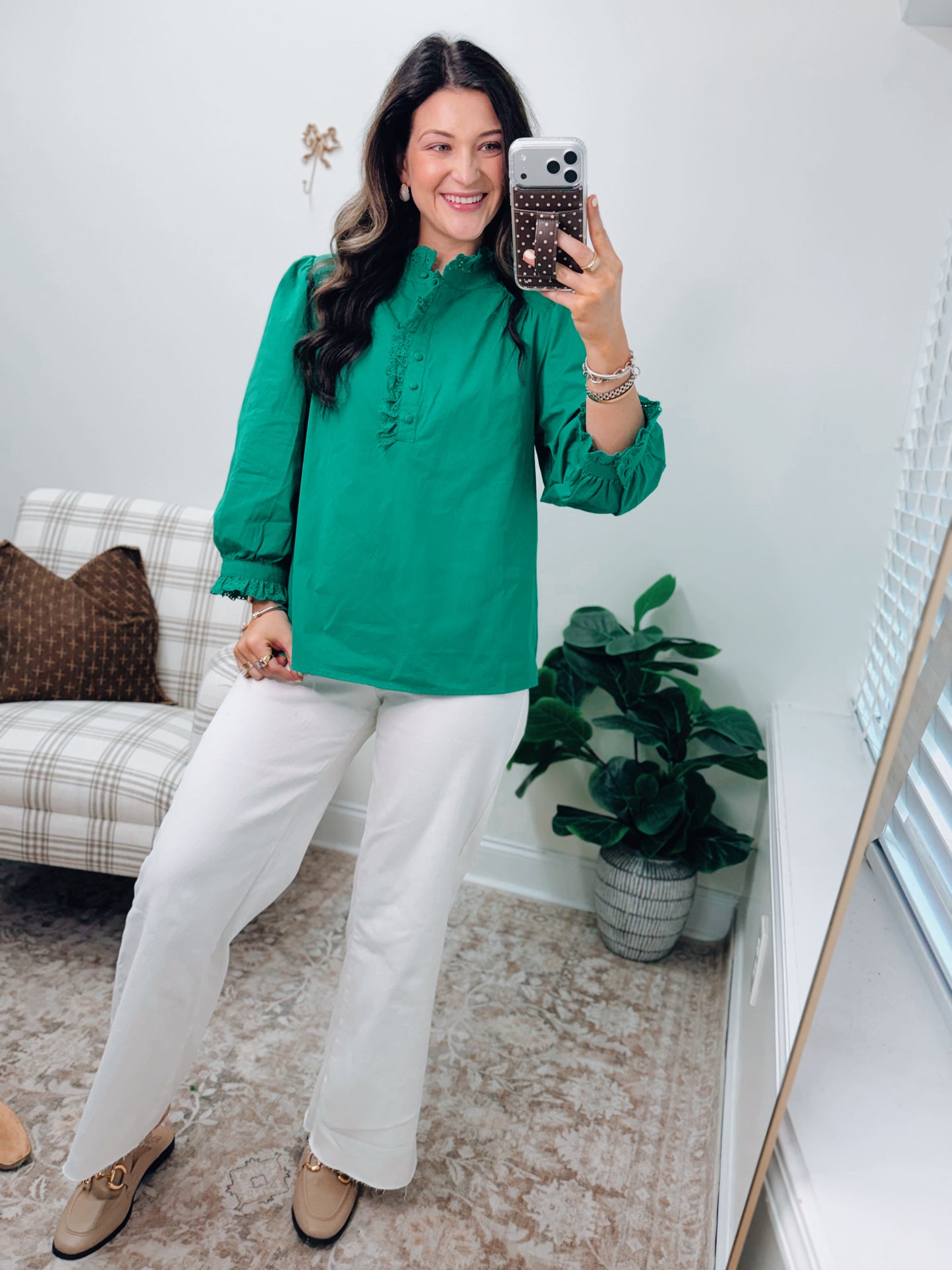 Sweet Lace Scallop Button Top