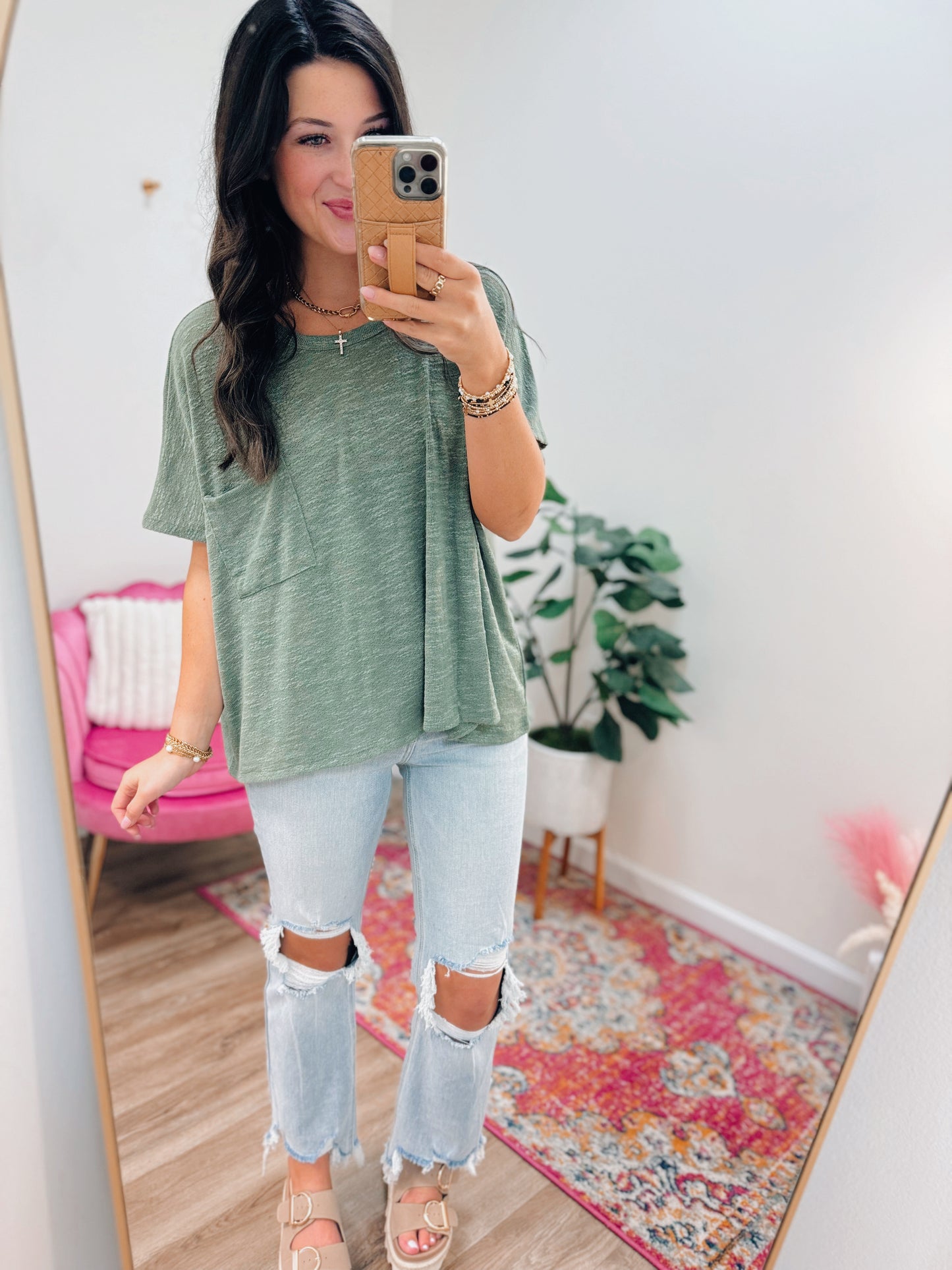 CURVY Arlo Knit Top - Olive