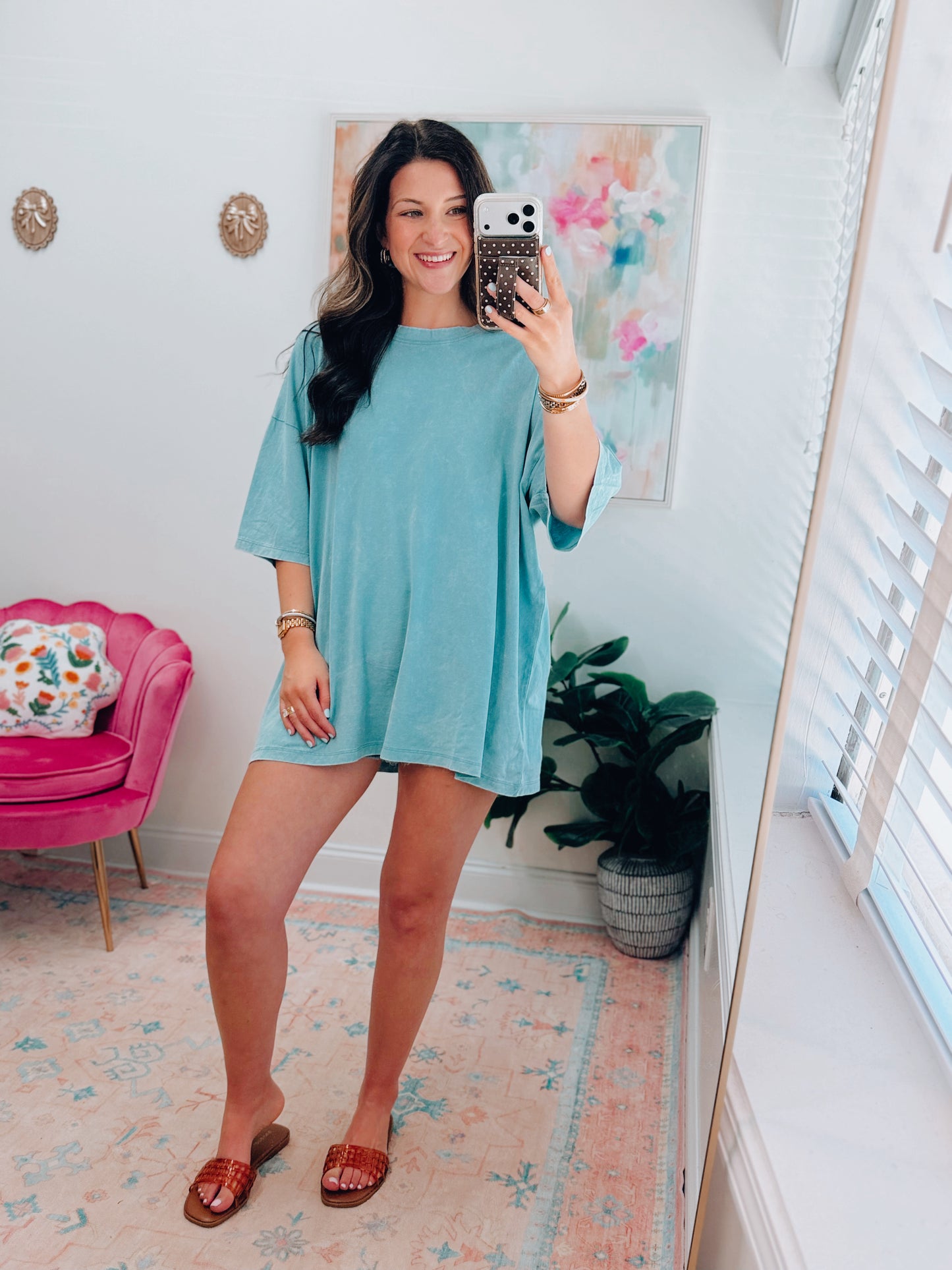 CURVY Daily Go-To Oversized Mineral Wash Tee - Blue