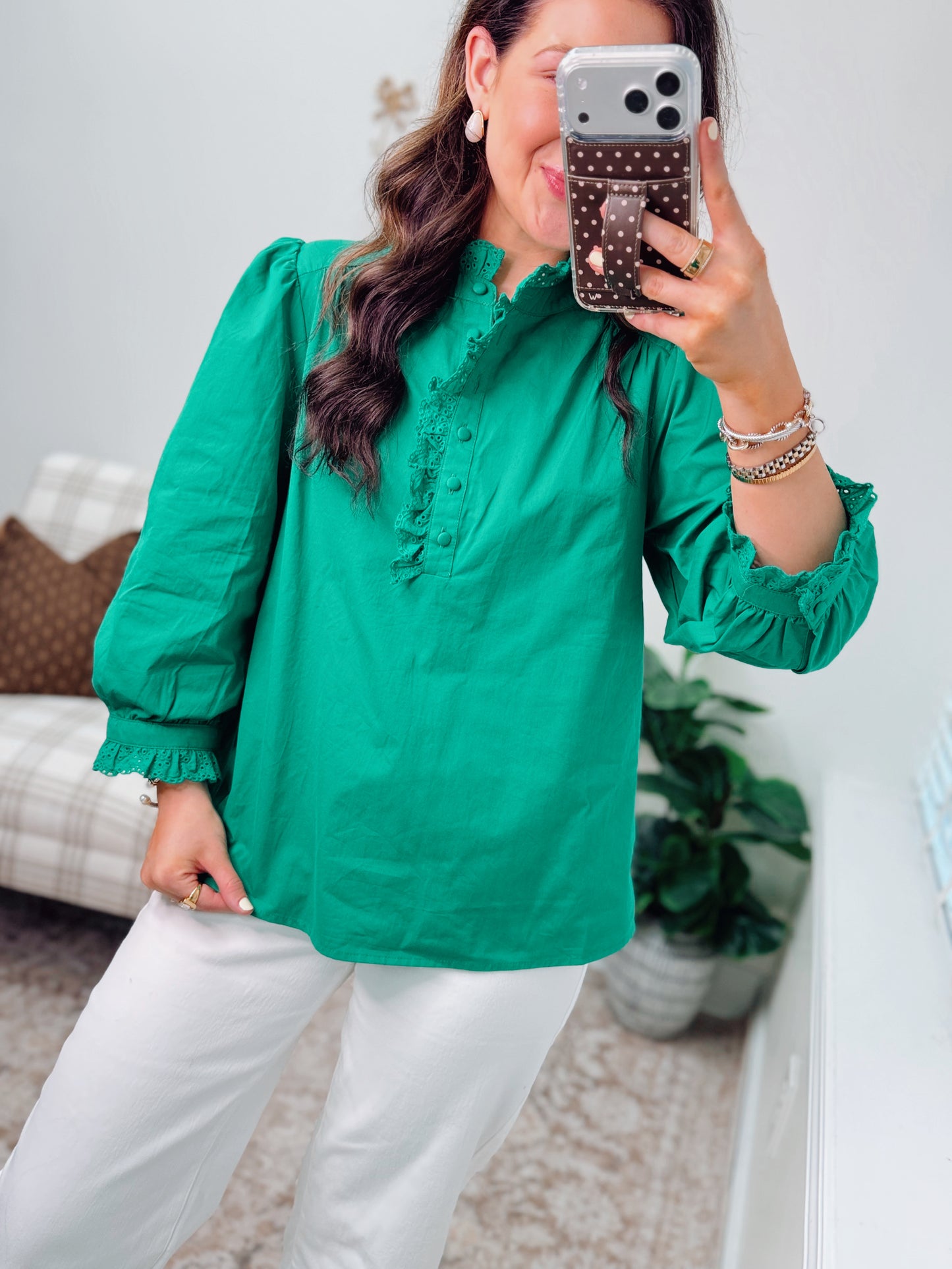 Sweet Lace Scallop Button Top