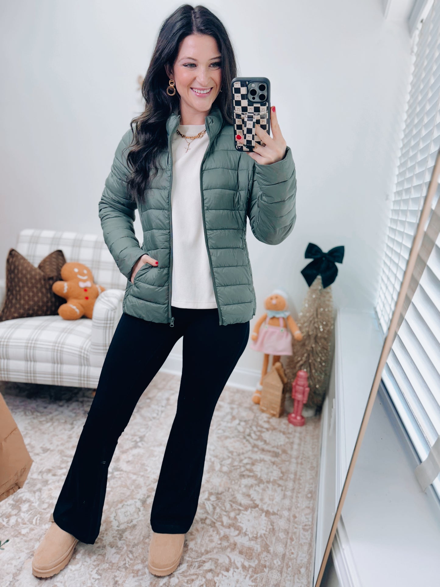 Ultra Lightweight Thermal Zip Up Jacket - Evergreen