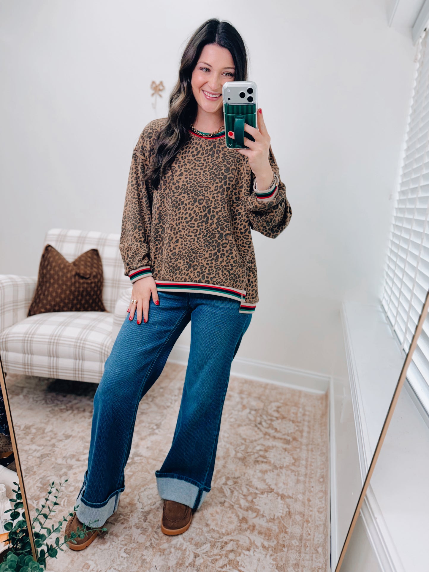 Lillian Leopard Combo Top