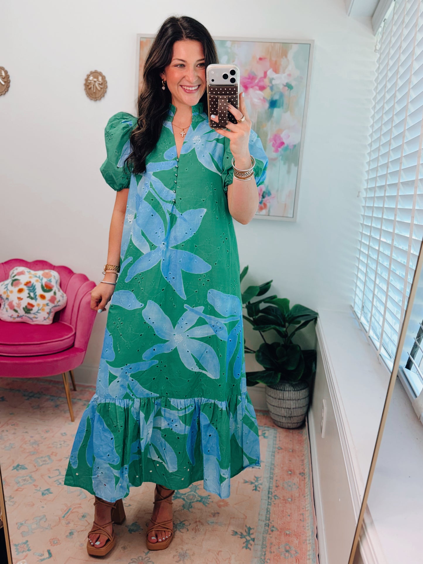 CURVY Collins Green Mix Eyelet Midi Dress