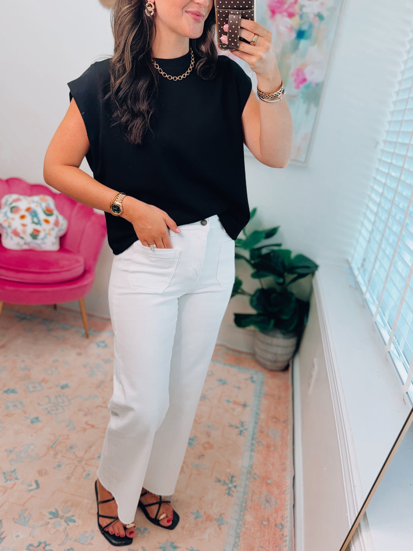 Mica White HR Wide Leg Crop Denim