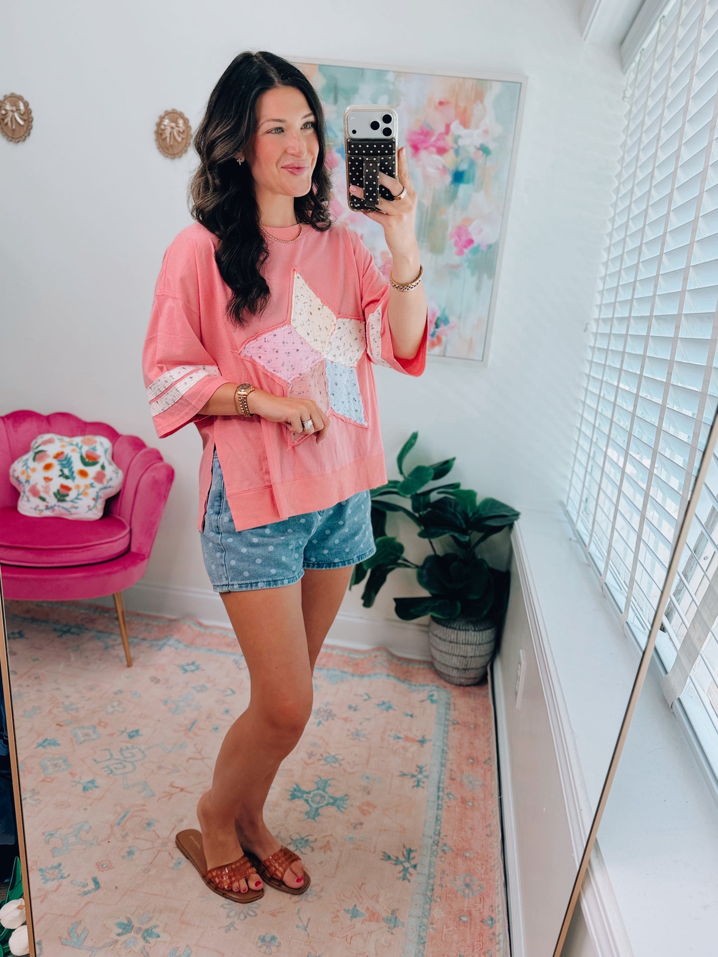 Floral Patch Work Star Knit Top