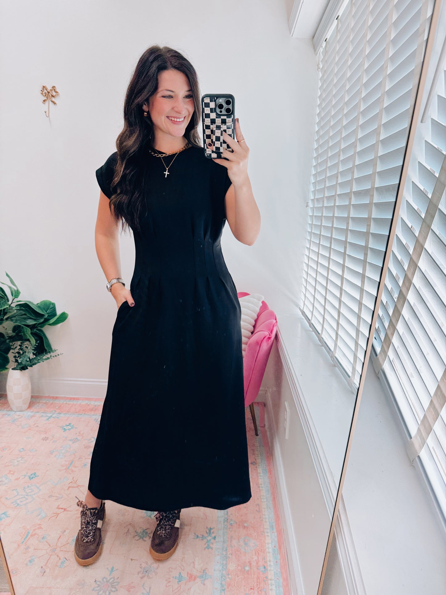 Zara Pleated Waist Midi Dress