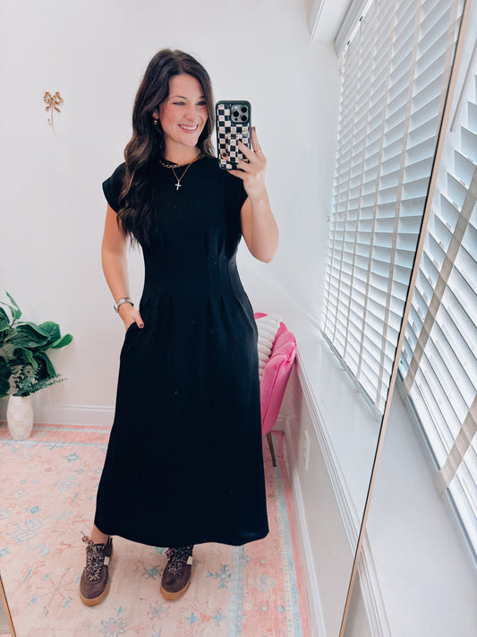 Zara Pleated Waist Midi Dress