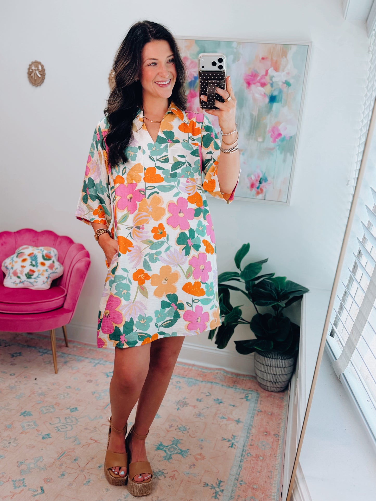 Summer Florals Front Pocket Mini Dress
