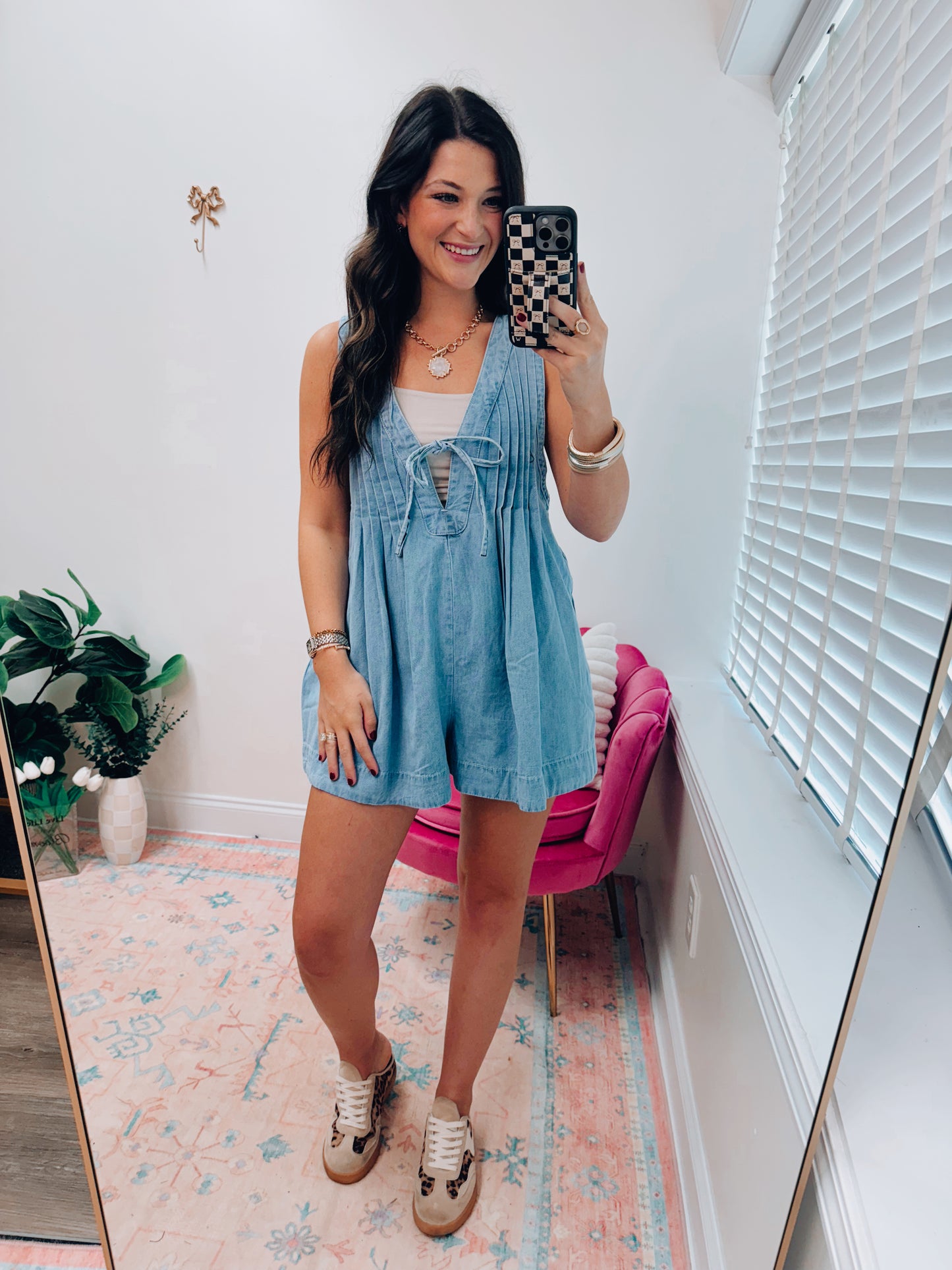 Camden Pleated Denim Romper