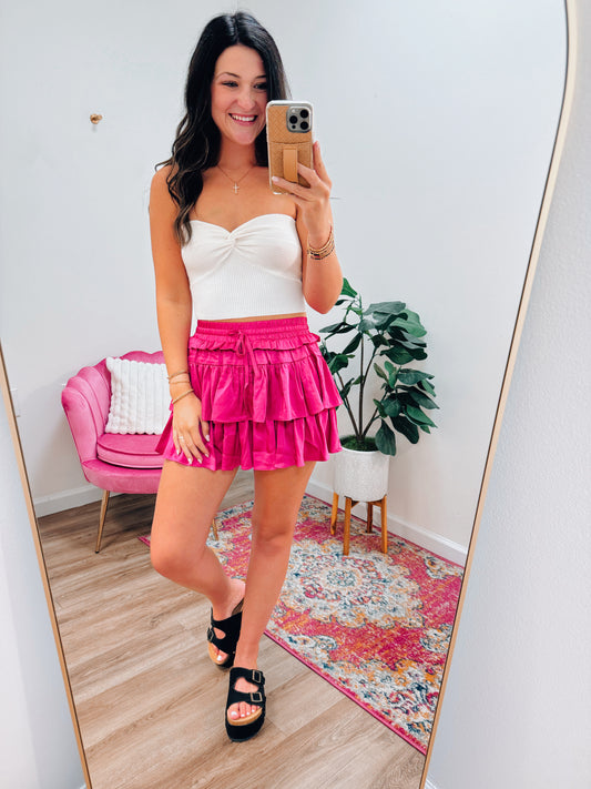 Ruffle Mini Skirt - Magenta