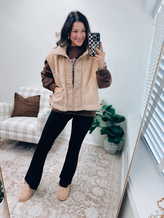 Teddy Sherpa Vest - Tan