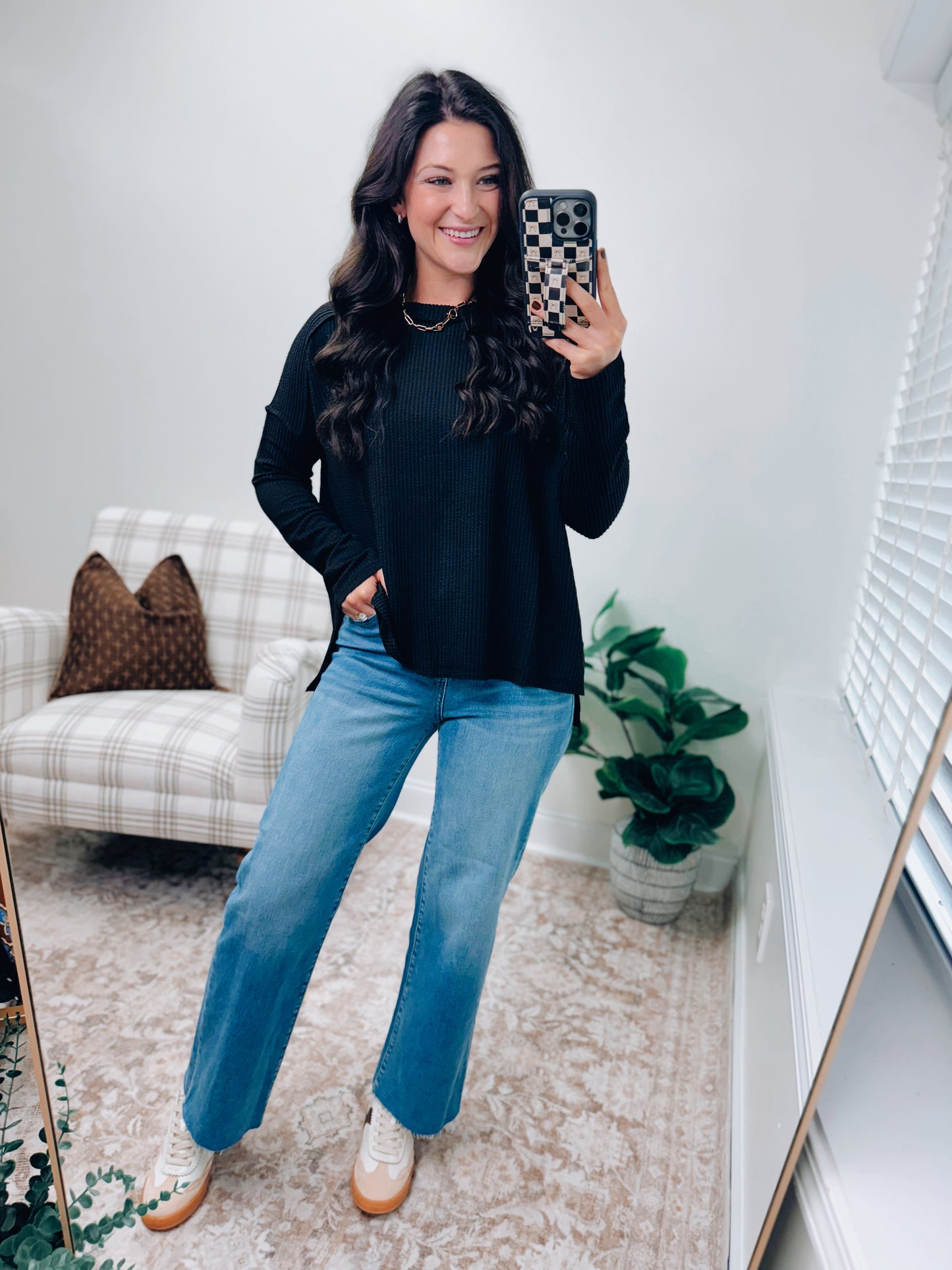 CURVY | DOORBUSTER Laci Ribbed Top - Black