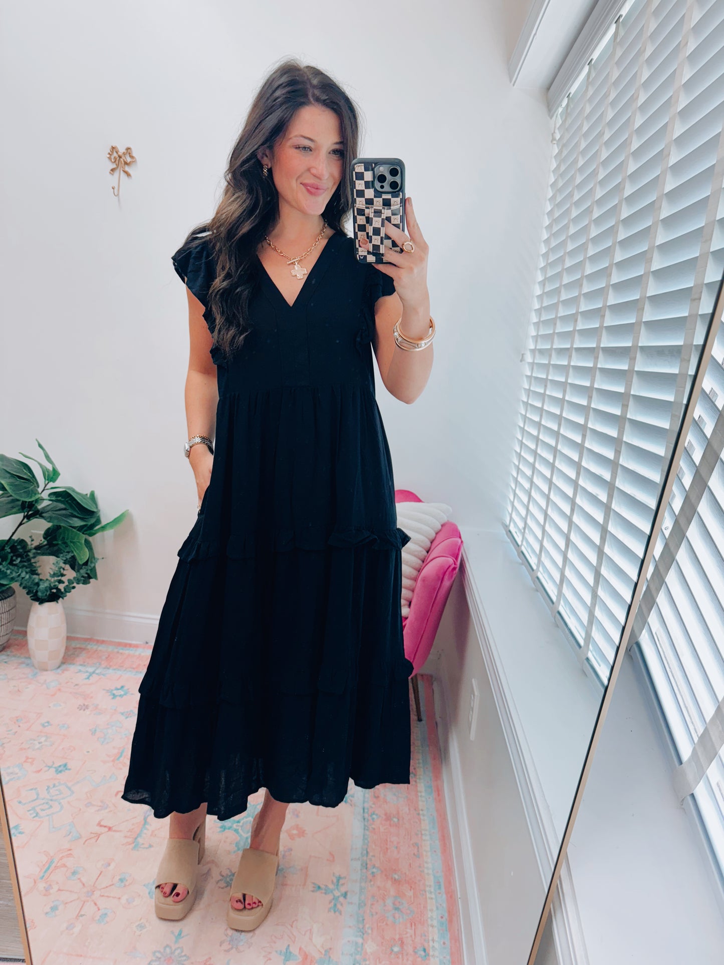 Lucy Ruffle Midi Dress