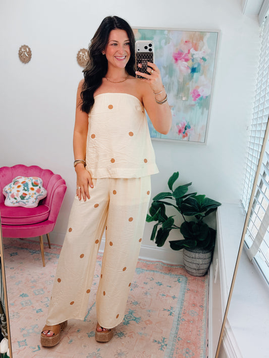 Salt + Sun Pale Yellow Polka Dot Pants Set