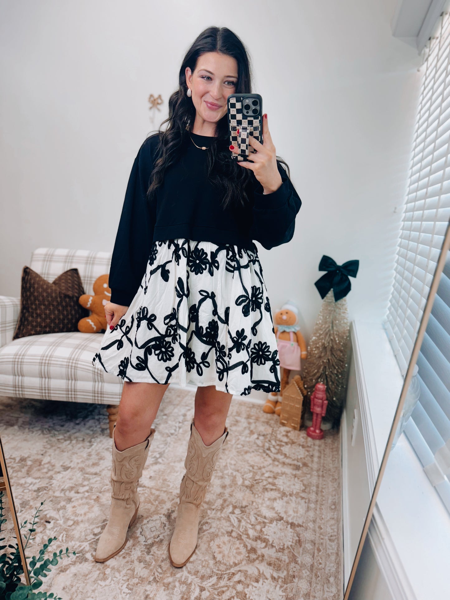 Hearth Mix-Media Mini Dress